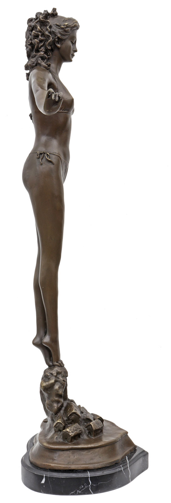 BR-163_4 Bronzeskulptur erotische Kunst Erotik Bikini im Antik-Stil Bronze Figur Statue