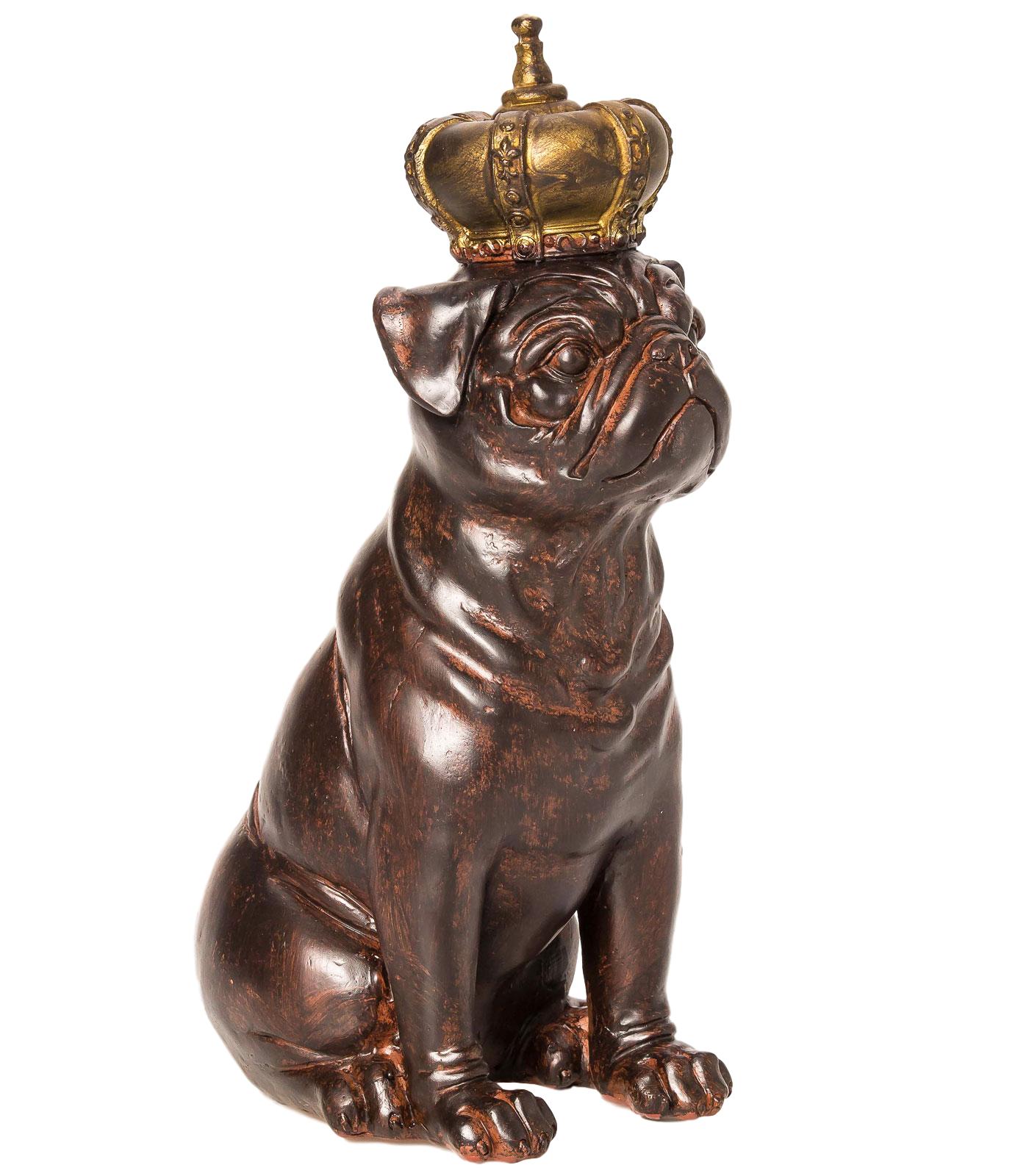 2014-08-04_Auktionshaus_mops-xxl Vintage Skulptur Hund Mops mit Krone antik Stil Figur kleiner Prinz 30cm