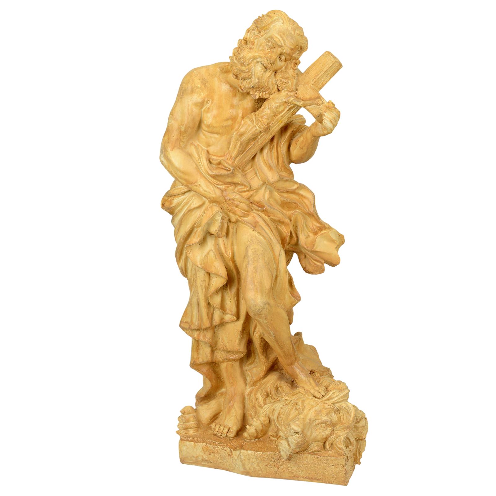 CW-105 Sculpture holy cross Jesus lion decoration artificial stone 52cm antique style