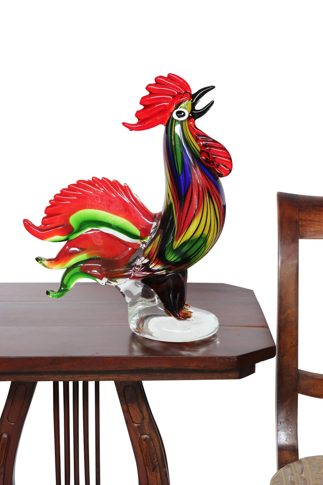 Glasfigur Figur Skulptur Huhn Glas Glasskulptur Hahn Murano Antik-Stil - 35cm