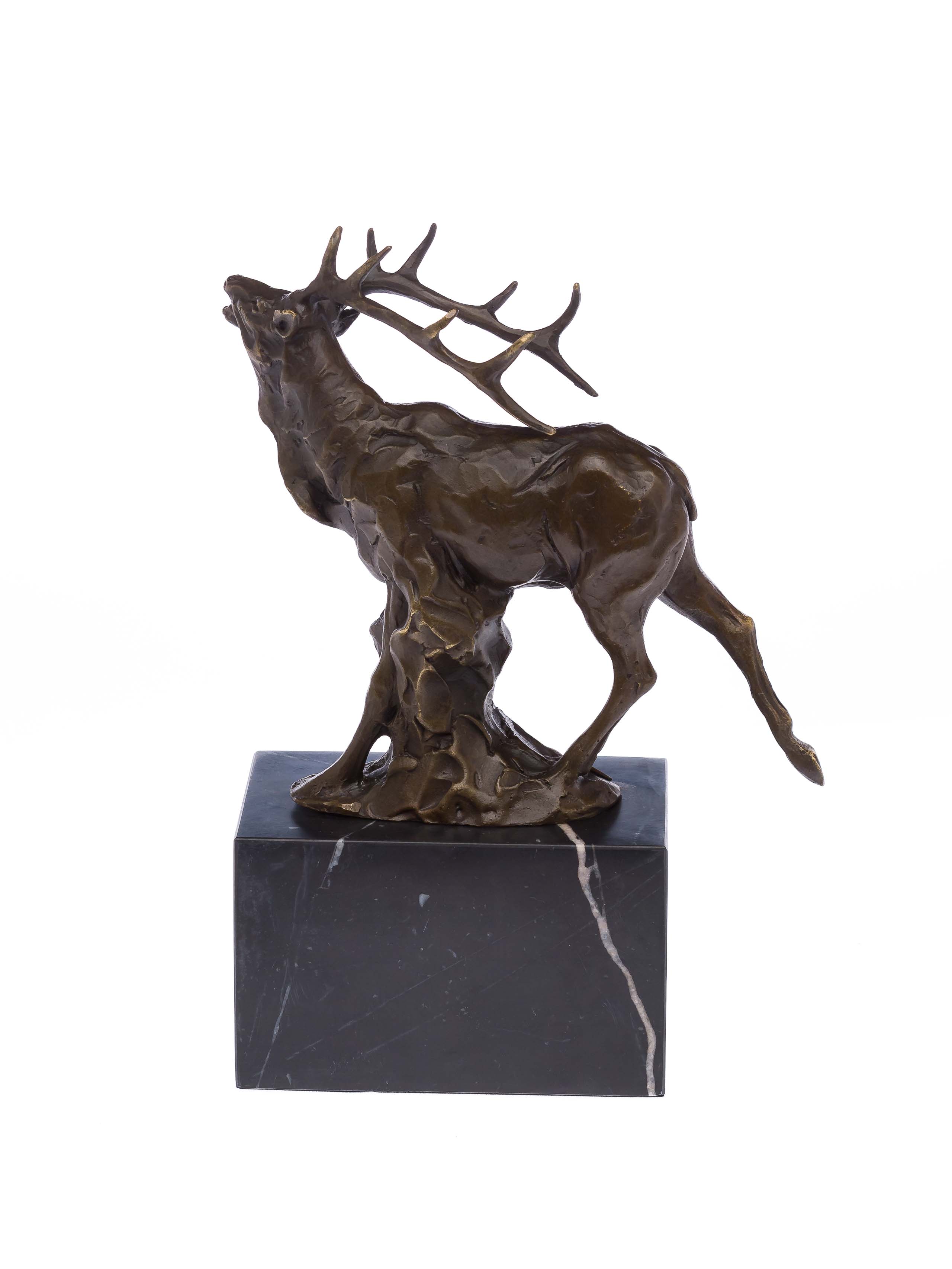 2015-10-17_Auktionshaus_092 BRONZESKULPTUR HIRSCH BRONZE SKULPTUR MARMOR JÄGER JAGD RÖHRENDER