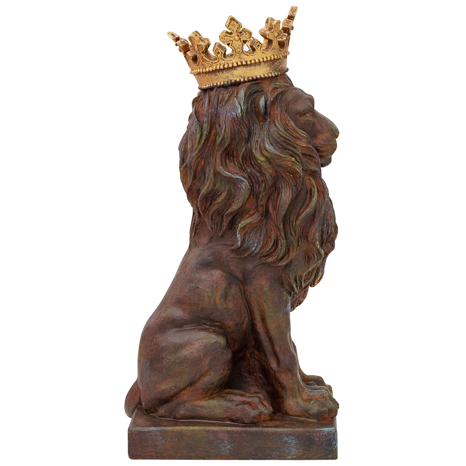LH-1-2 Skulptur Löwe mit Krone Figur Statue Raubkatze Kunststein Antik-Stil 57cm
