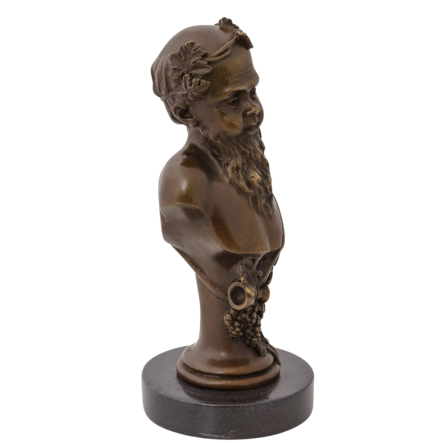 BE-64-3 Bronzefigur Bacchus römischer Gott des Wein Büste Skulptur Antik-Stil Bronze