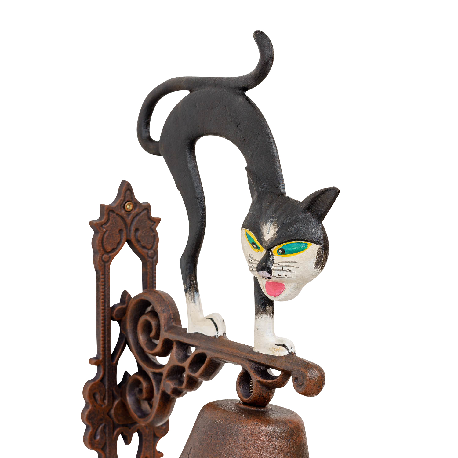 102-506-5 Wandglocke Türglocke Glocke Katze Garten Dekoration Eisen Antik-Stil 44cm