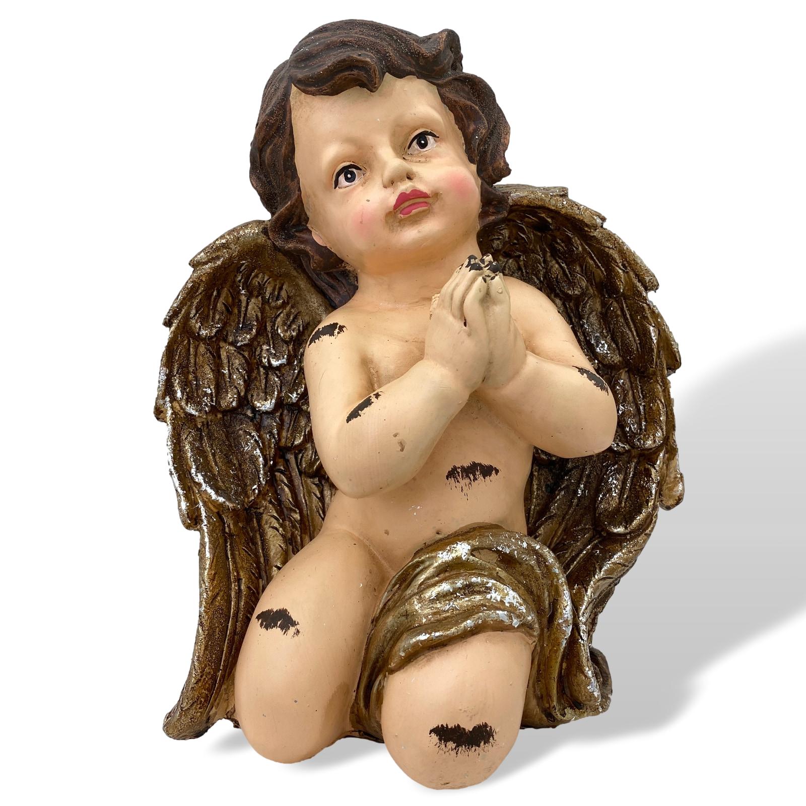 600DI214-4 Skulptur betender Engel Putte Figur Kunststein 26cm Antik-Stil