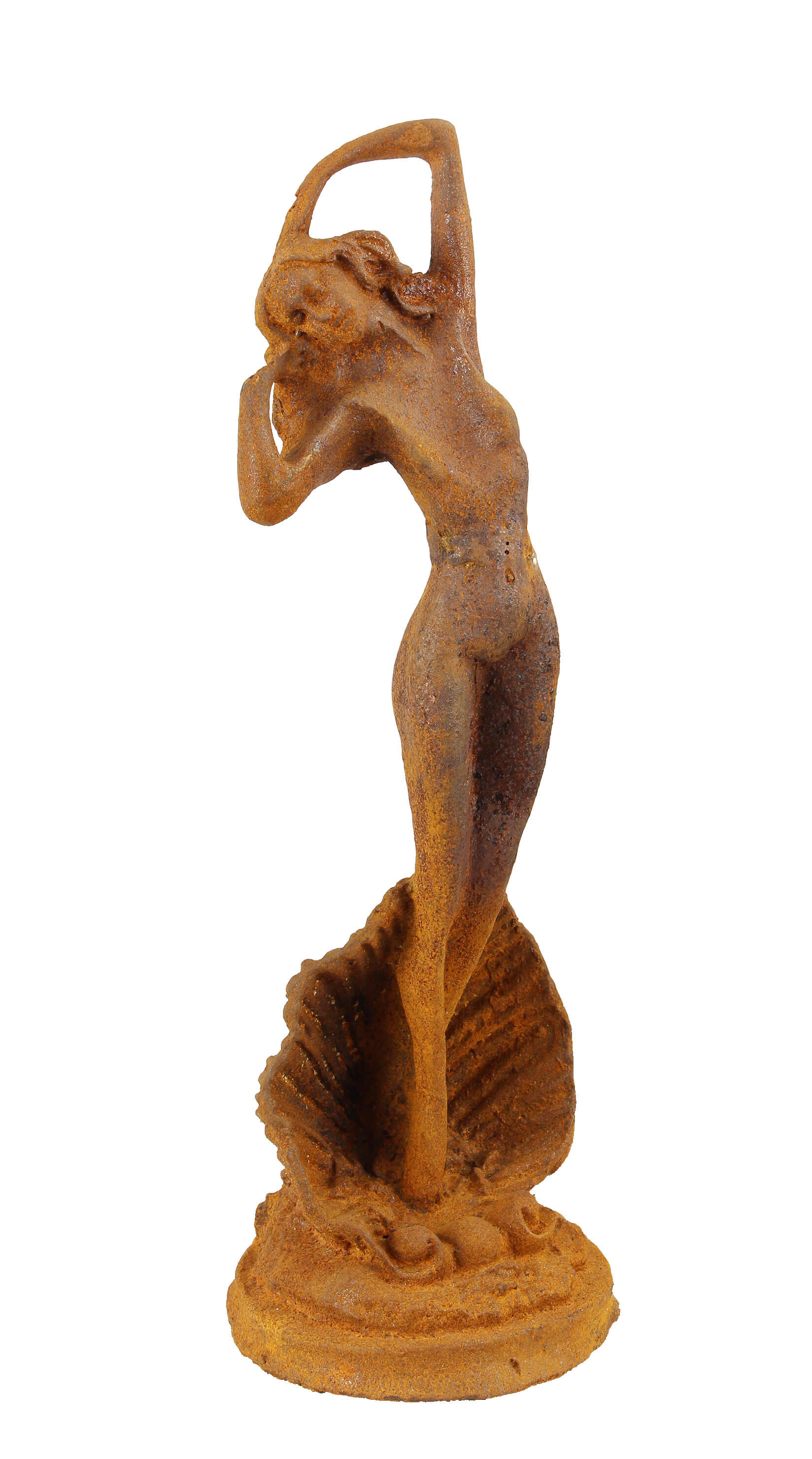 A rusty cast iron figurine of the birth of venus replica retro design decoration