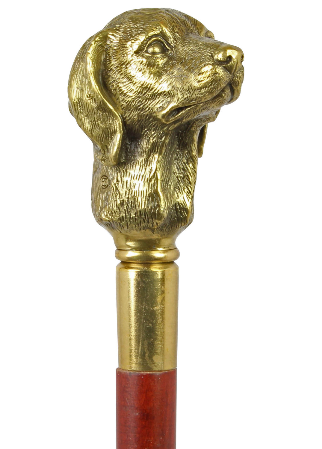 A bronze-handled walking stick dog 90cm