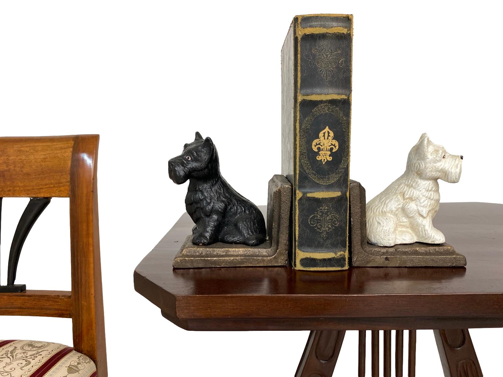 2 Buchstützen Buchständer Scottish Terrier Hund Figur Eisen 32cm Antik-Stil