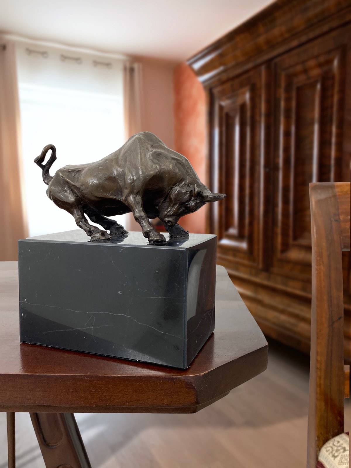 Bronzeskulptur Stier nach Louis-Albert Carvin Bronze Figur Kopie Replik