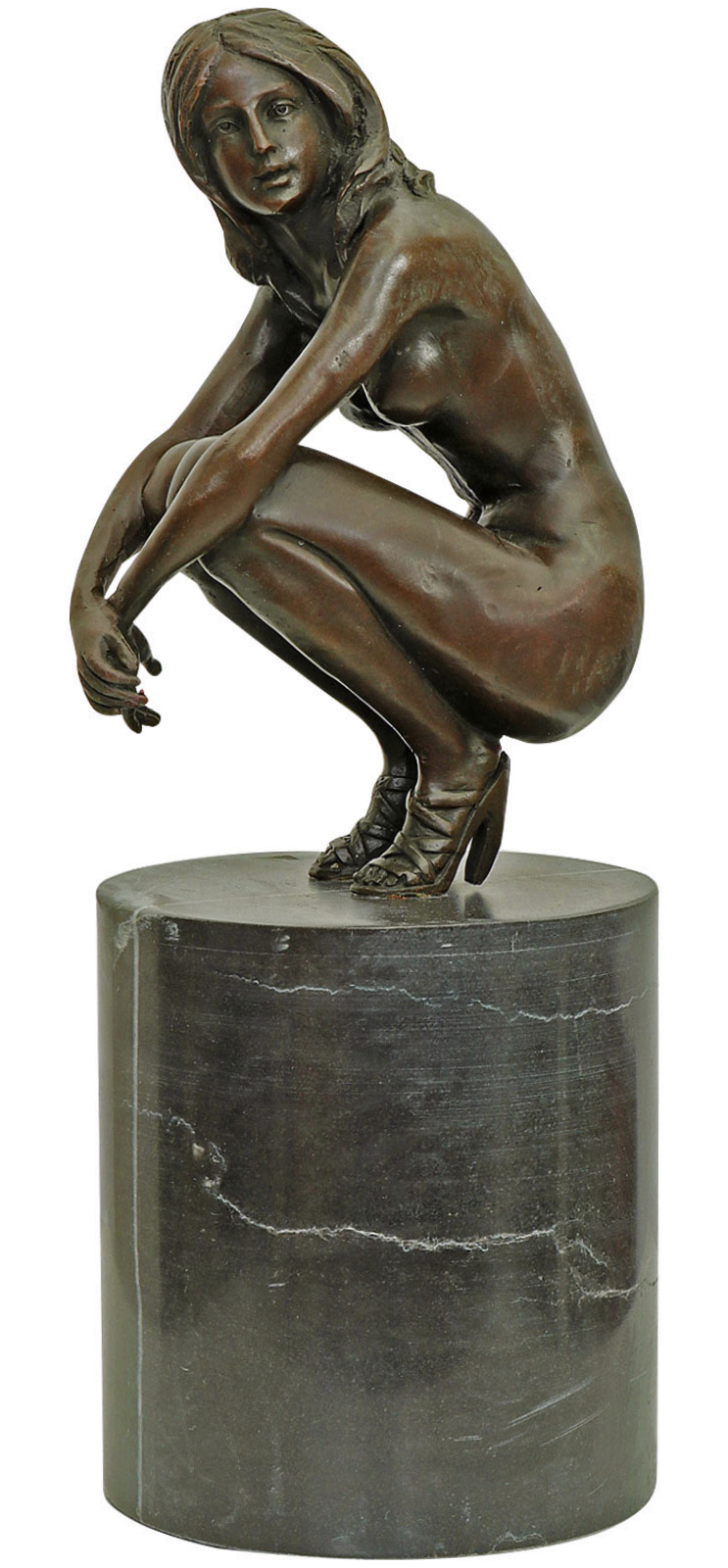 KF-45_Seite_1-x Bronzeskulptur Erotik erotische Kunst Frau Antik-Stil Bronze Figur Statue 27cm