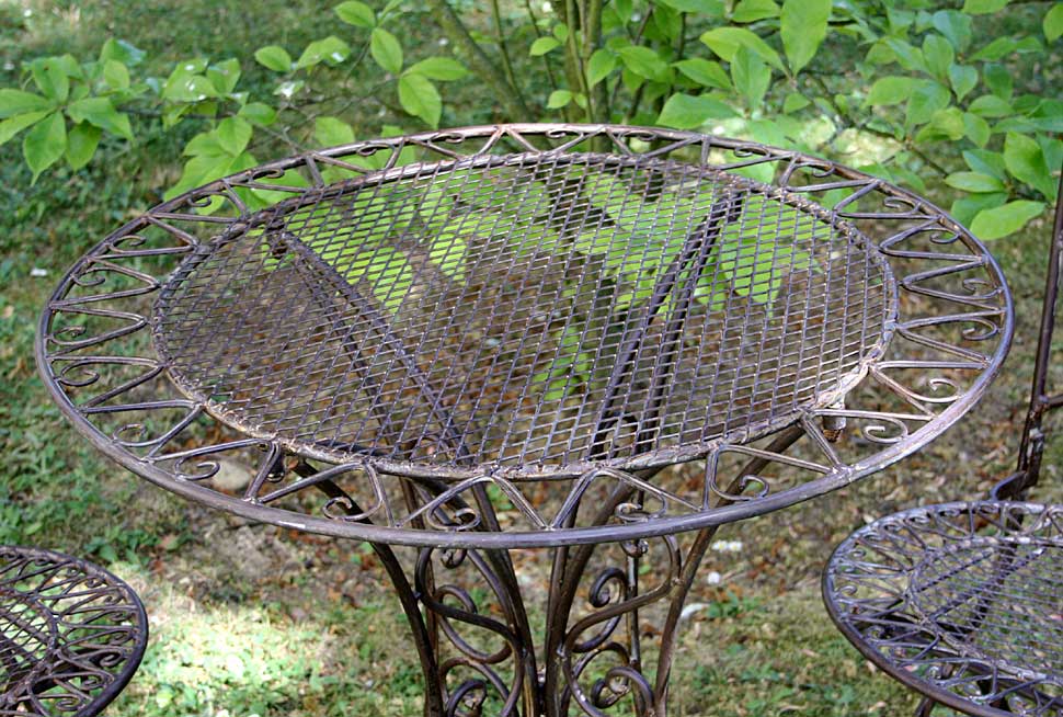 im-gartenset1bx Gartentisch + 2x Stuhl Eisen antique Style Gartenmöbel garden furniture braun