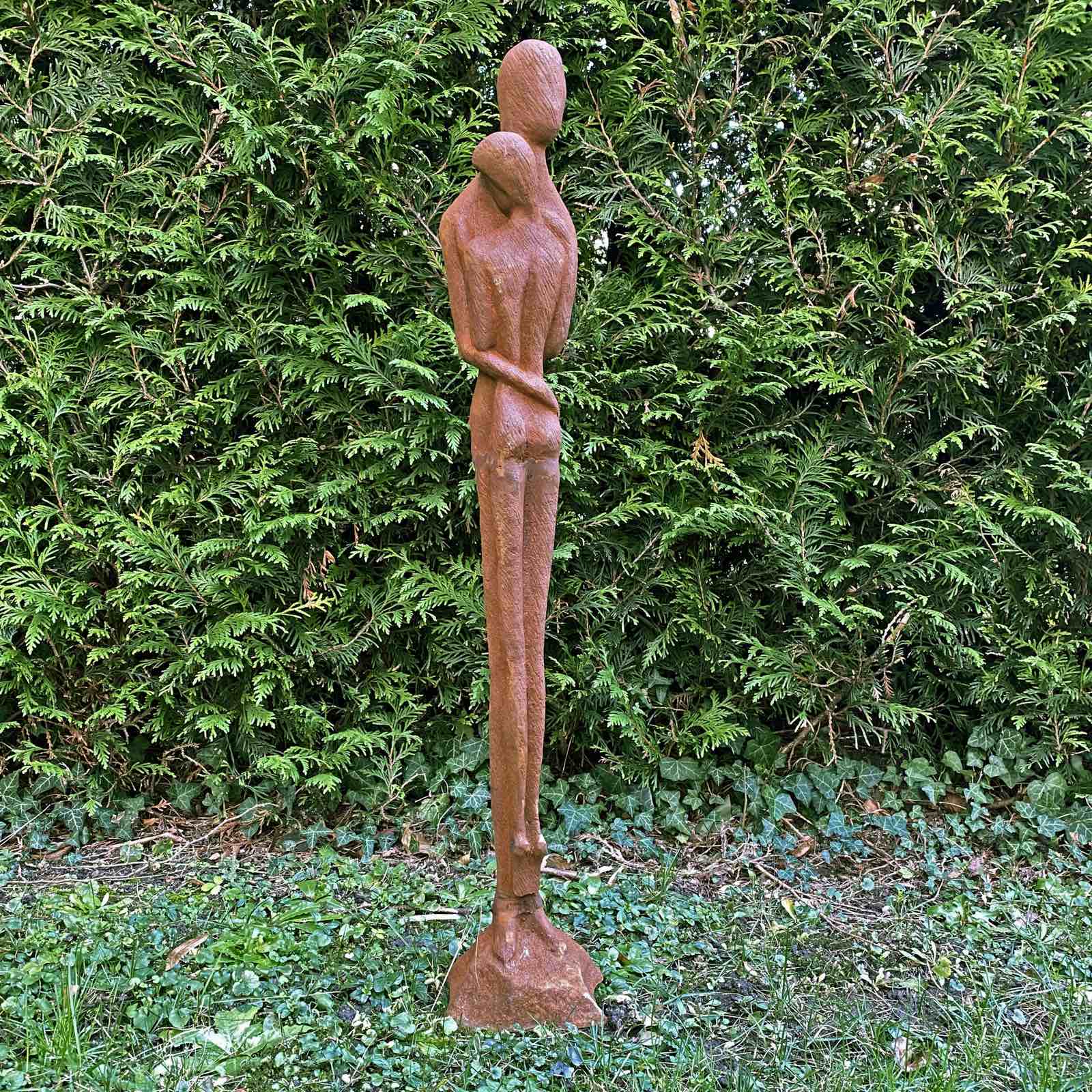 Skulptur Liebespaar Paar Liebe Garten Figur Statue Eisen Rost 98cm Moderne