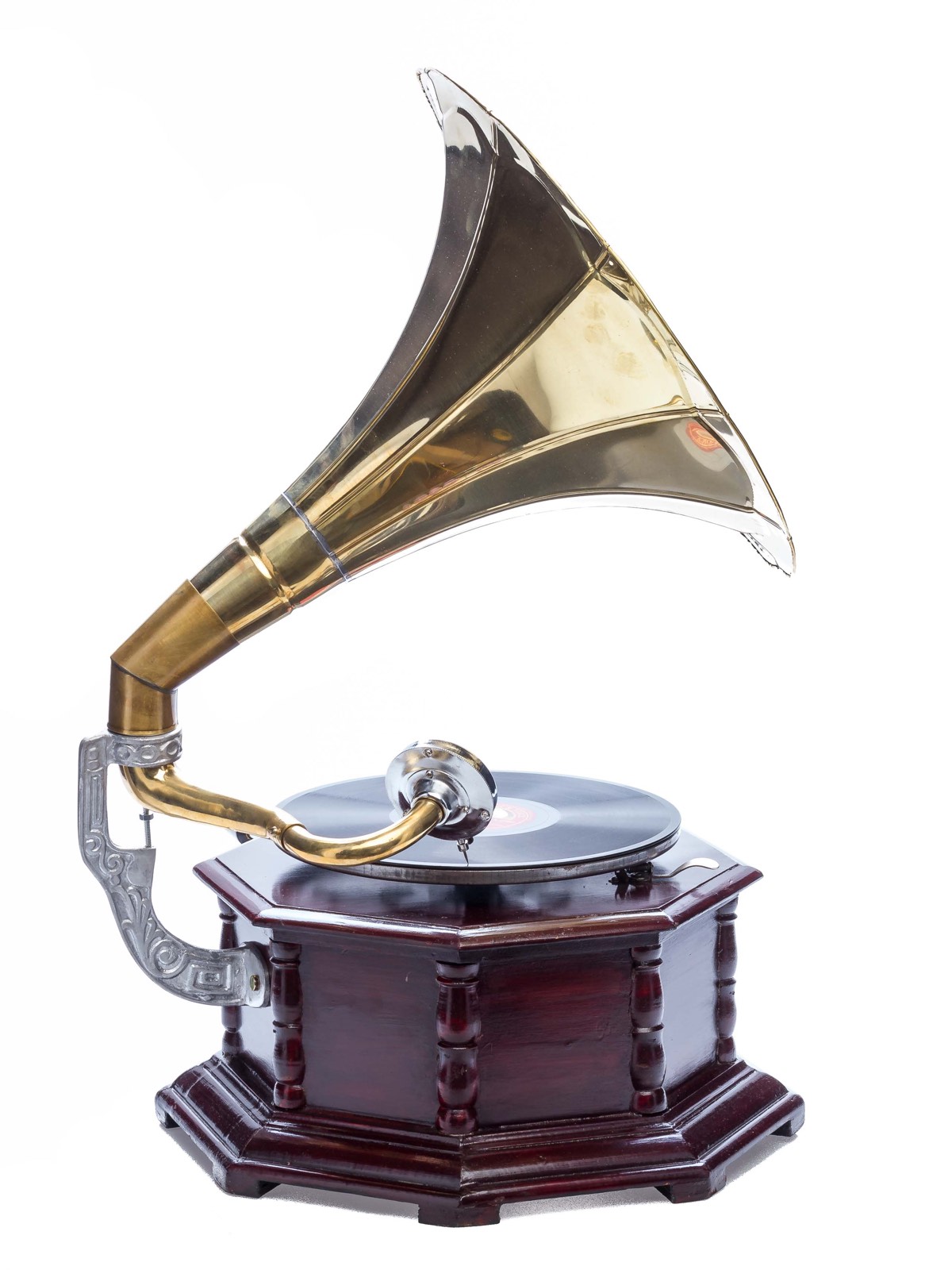 grammophon-aubaho-5 Grammophon Gramophone Trichter Grammofon mit Schellack Platte im Antik-Stil