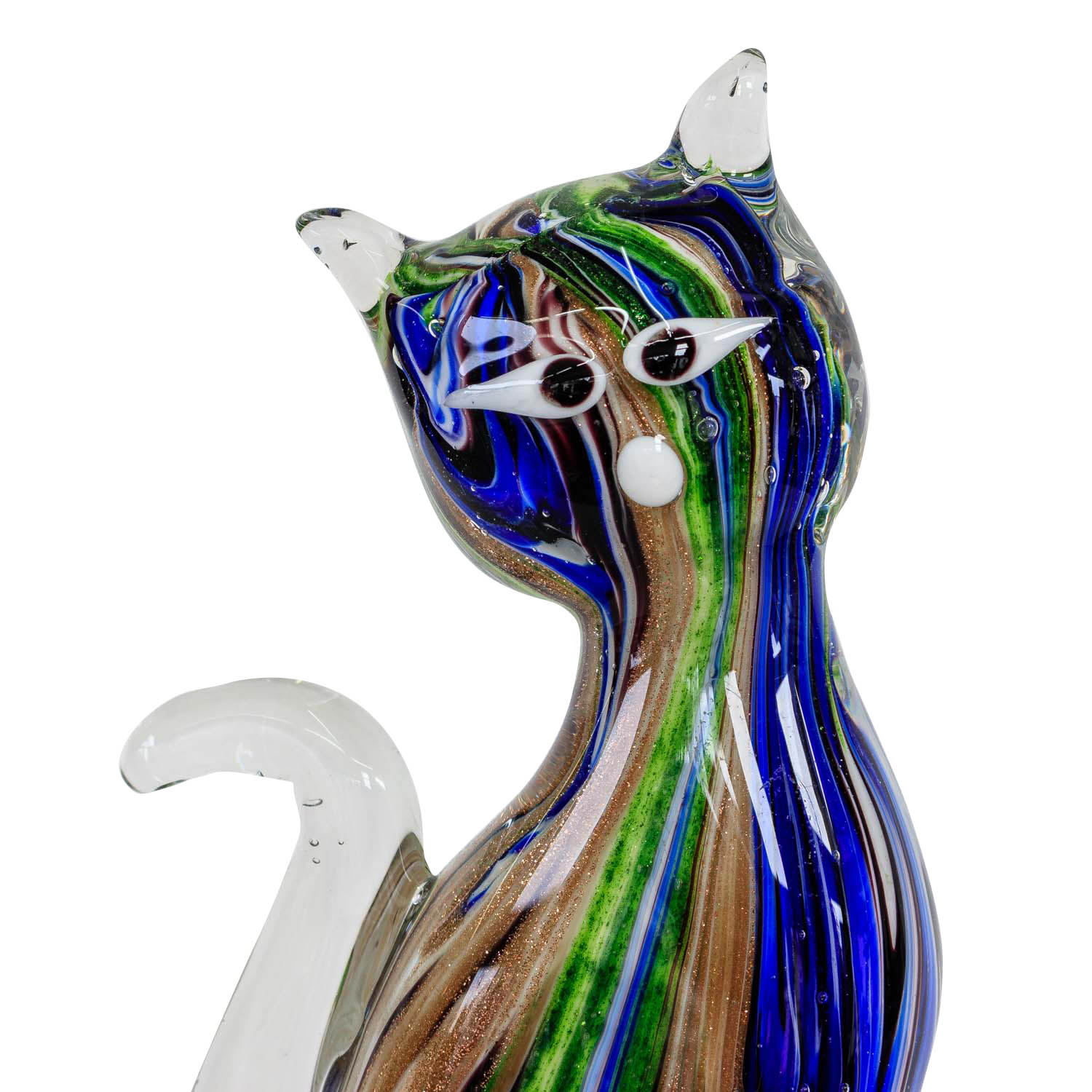 GL203-6 Glasfigur Figur Katze Glas im Murano Antik Stil 16cm