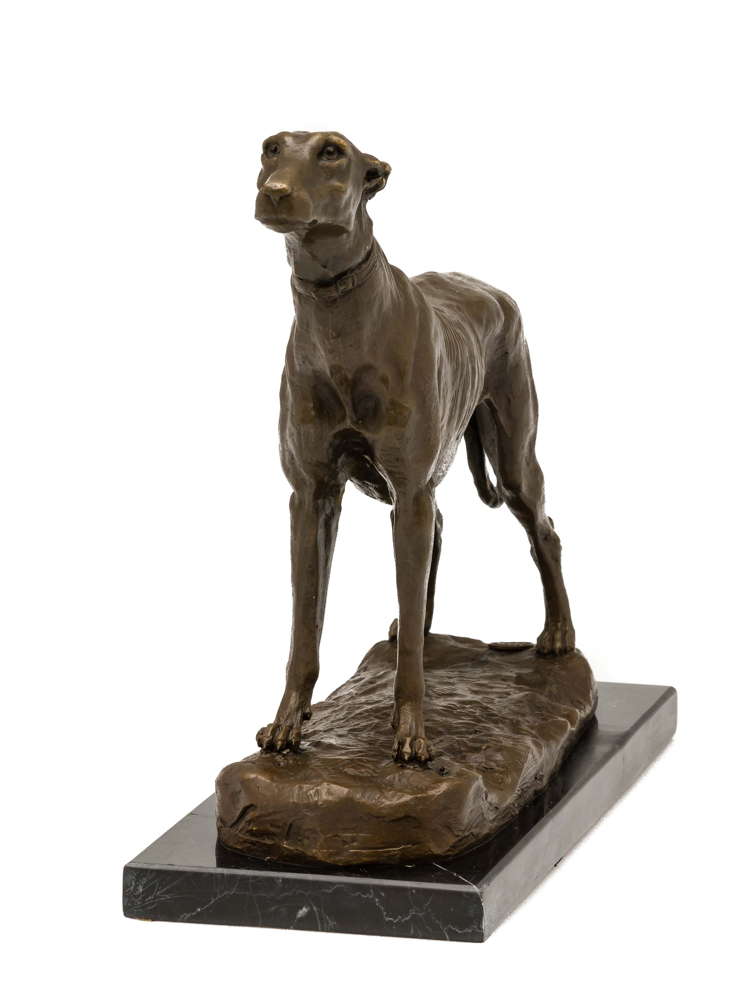 VG-10-4 Bronzeskulptur Hund Windhund Bronze Skulptur Figur Greyhound Whippet Dog