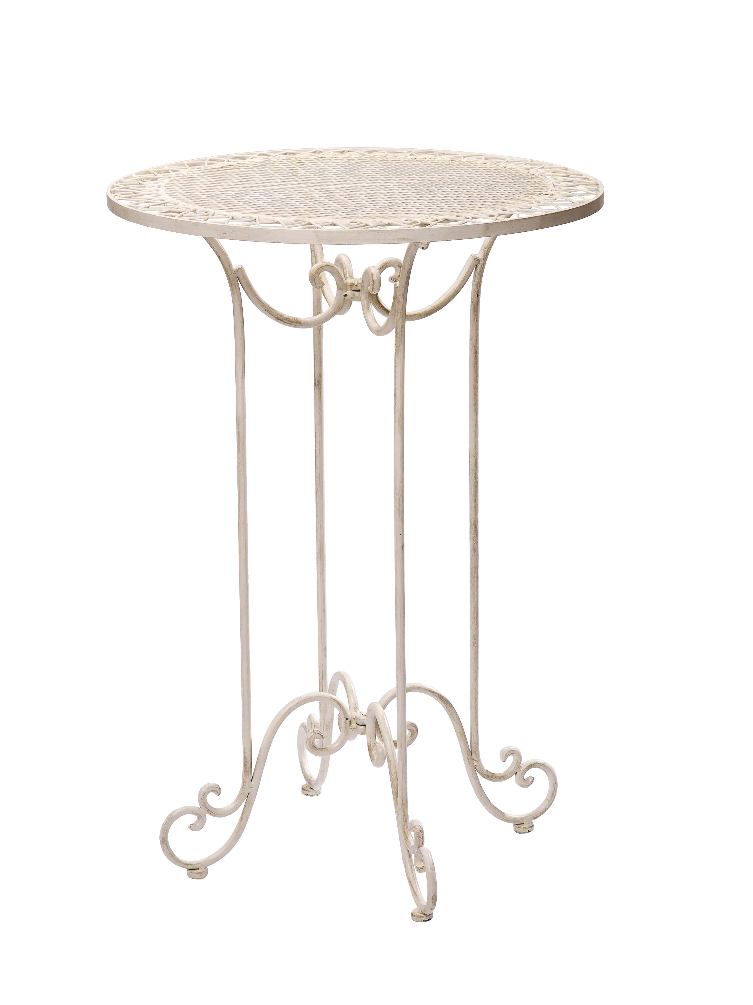 2014-03-03_Auktionshaus_01256efe1f2992ca Stehtisch 101cm Eisen Gartentisch Bistrotisch antik Stil creme weiß iron table