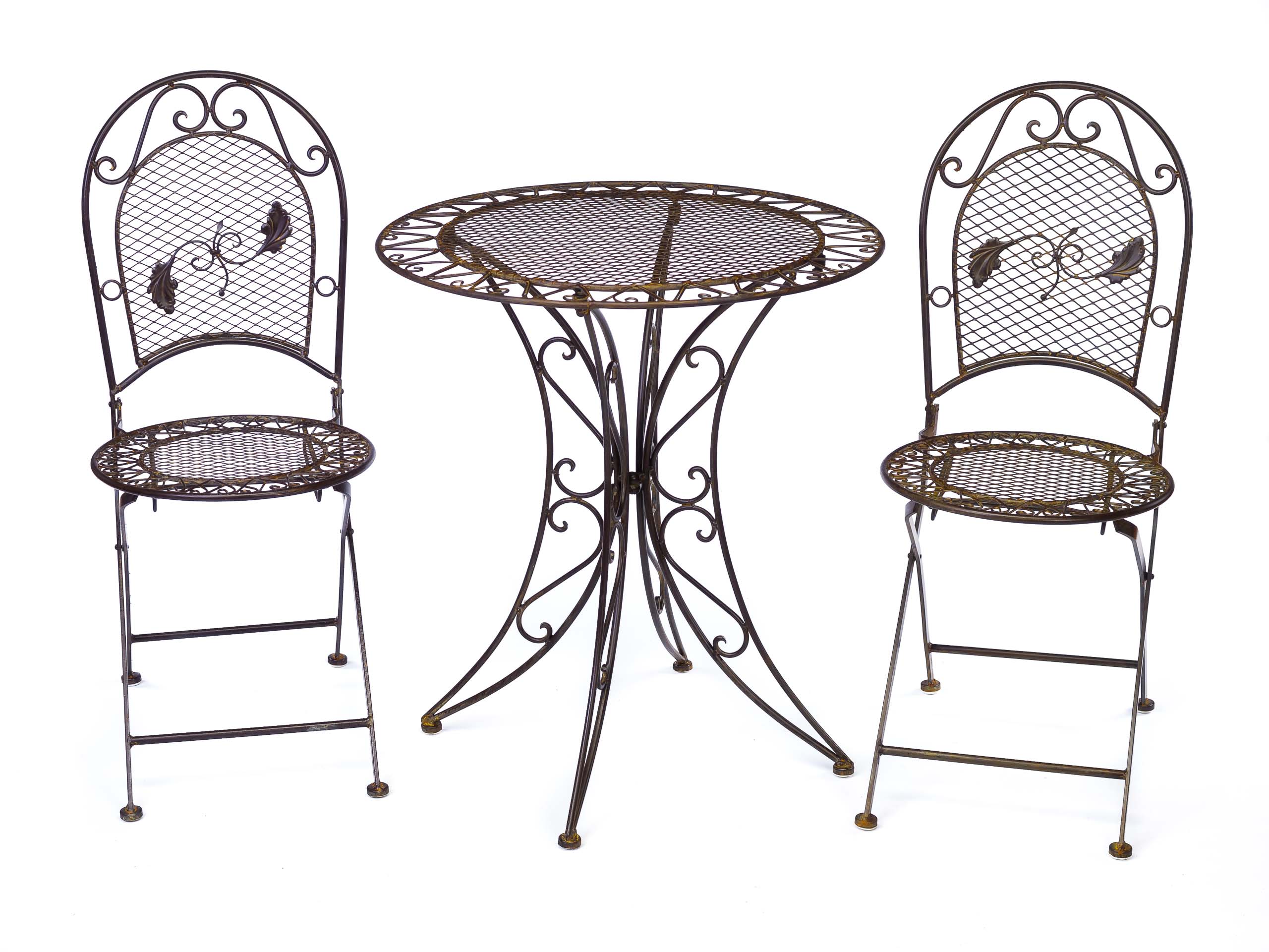 2014-09-08_Auktionshaus_121 Antique style garden furniture set table with 2 chairs iron brown