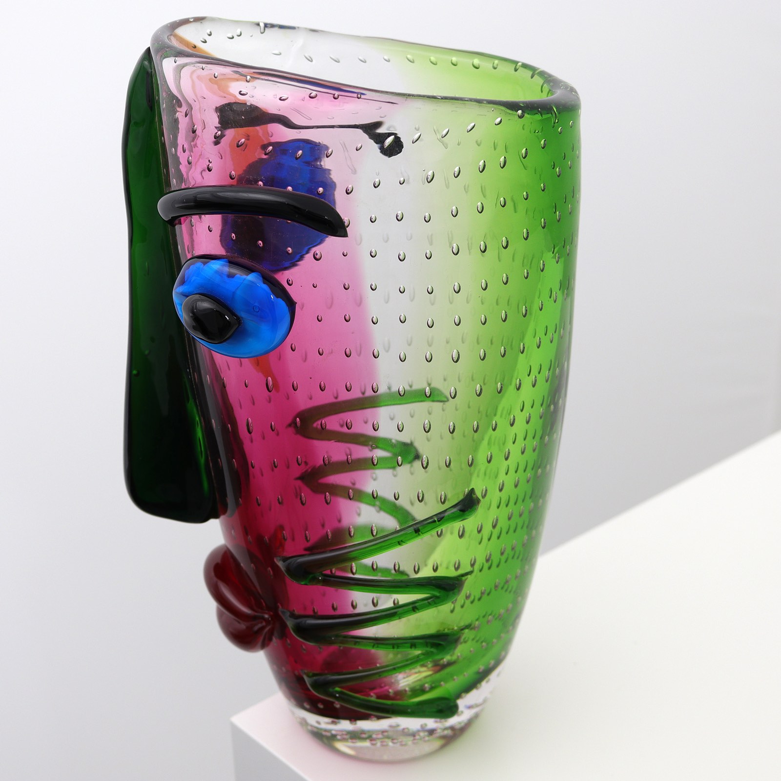 Glasvase Tischvase Vase Gesicht Glas im Murano Antik Stil 30cm
