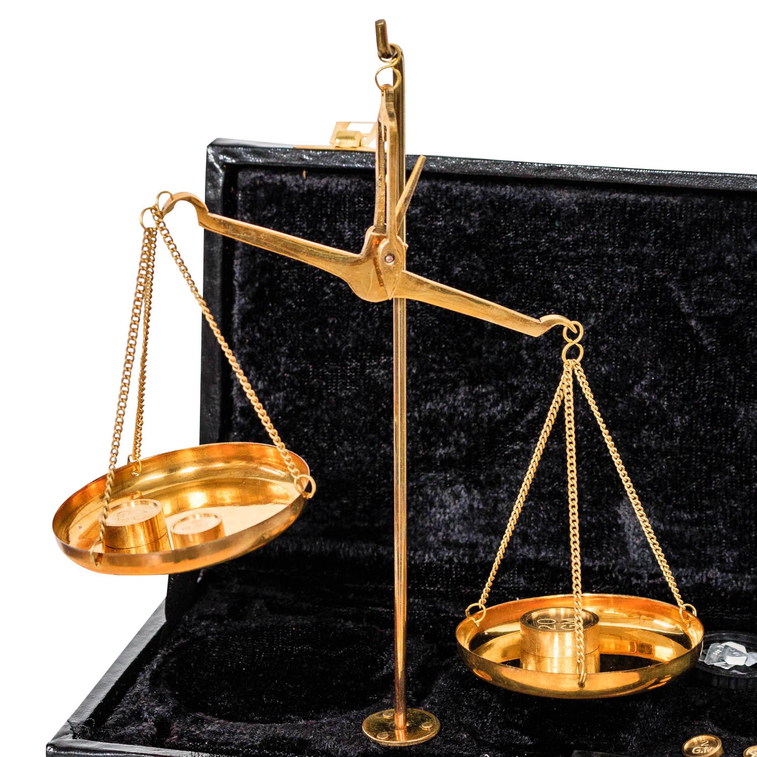 Waage Feinwaage Goldwaage im Etui Messing Apothekerwaage Antik-Stil - 21cm