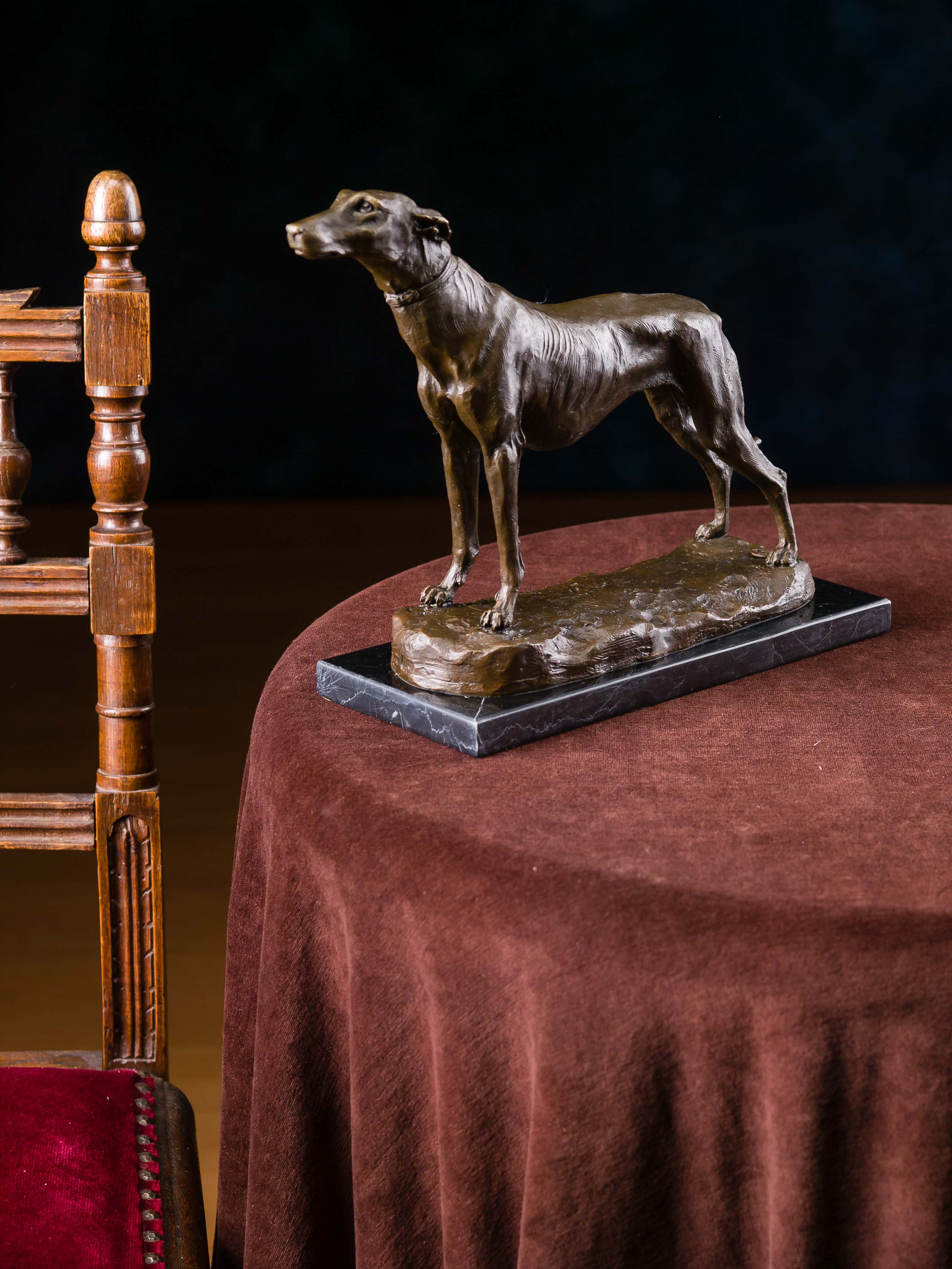 VG-10-1 Bronzeskulptur Hund Windhund Bronze Skulptur Figur Greyhound Whippet Dog