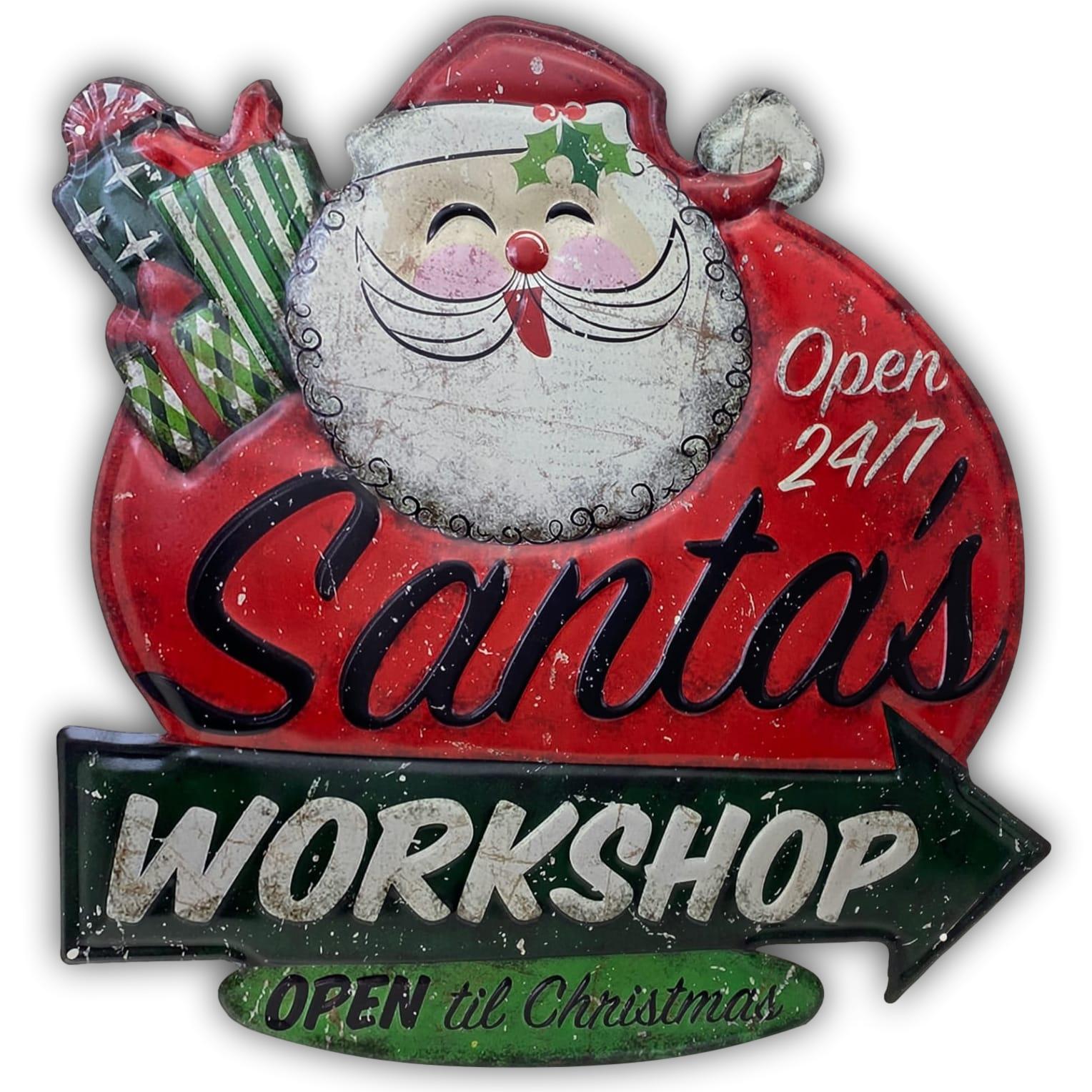 200OW58-1 Blechschild Weihnachten Santa Weihnachtsmann 49cm Magnettafel Antik-Stil