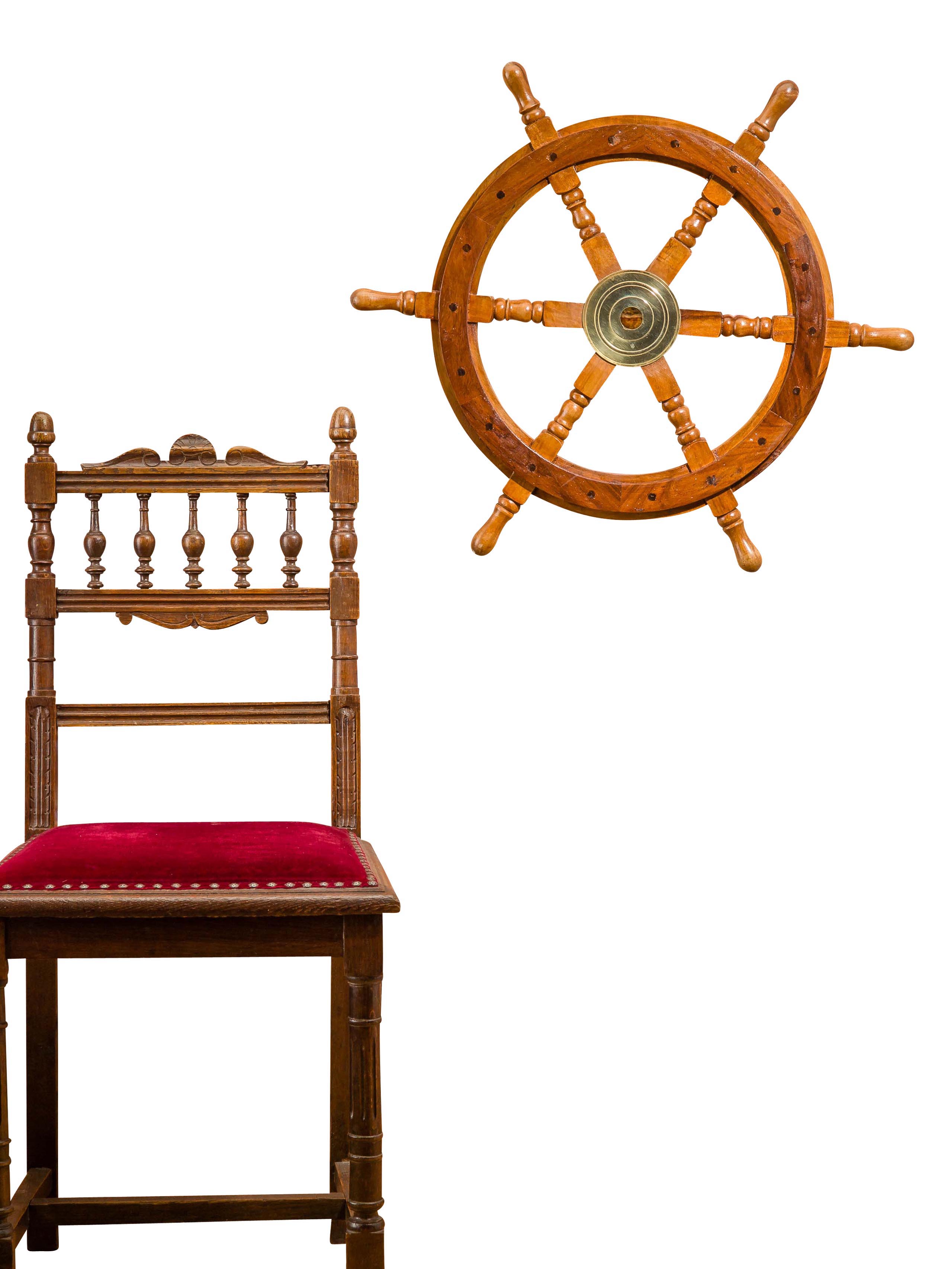 Steuerrad 60cm Holz Messing Schiff Schiffsrad Schiffssteuerrad Schiffe Boot