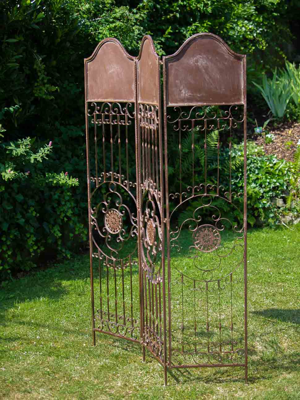 RZ-50-3 Paravent Pergola Spalier Rankhilfe Zaun 19kg Metall antik Stil Raumteiler braun