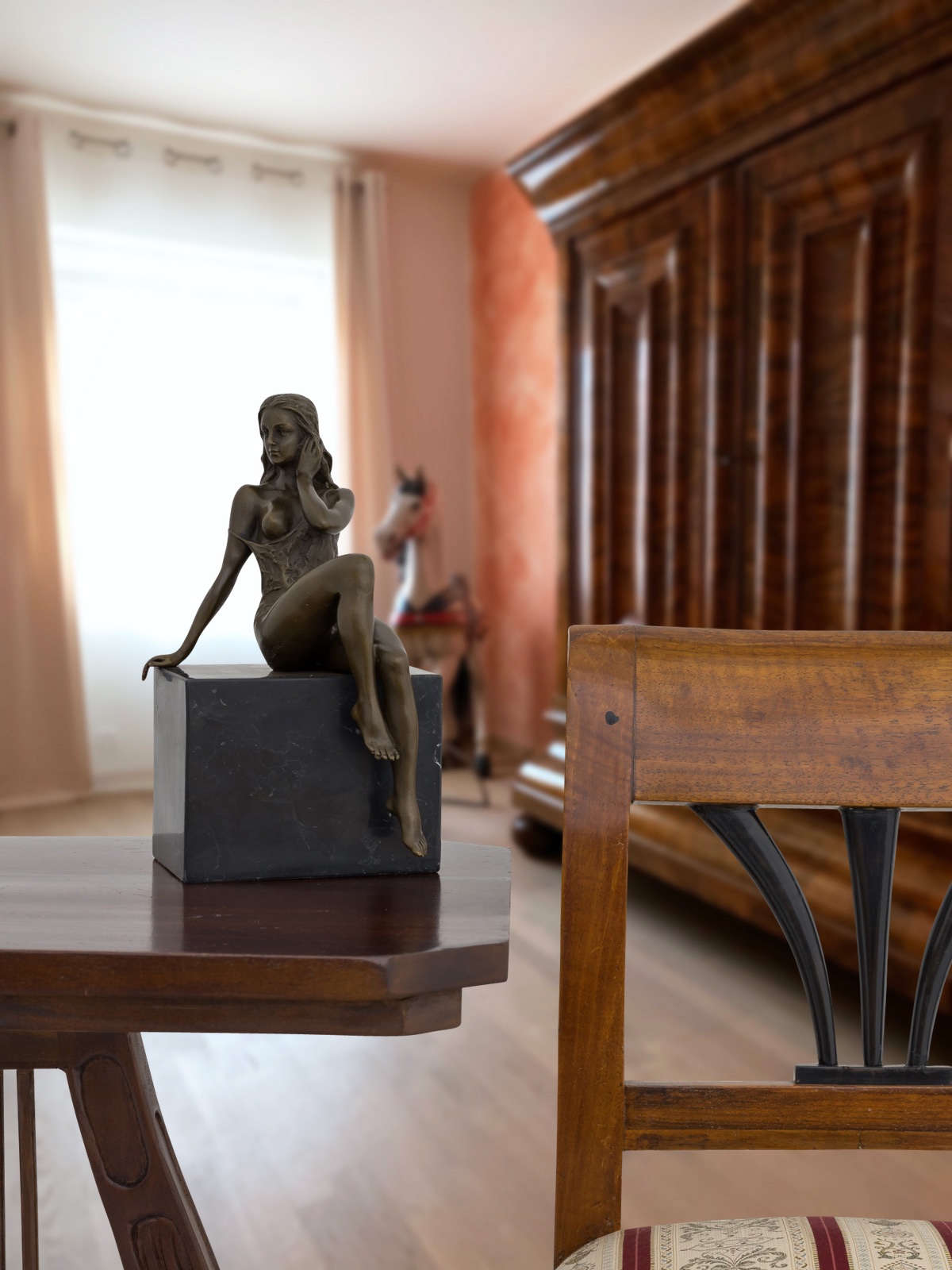 Bronzeskulptur Frau Erotik erotische Kunst Antik-Stil Bronze Figur Statue 25cm