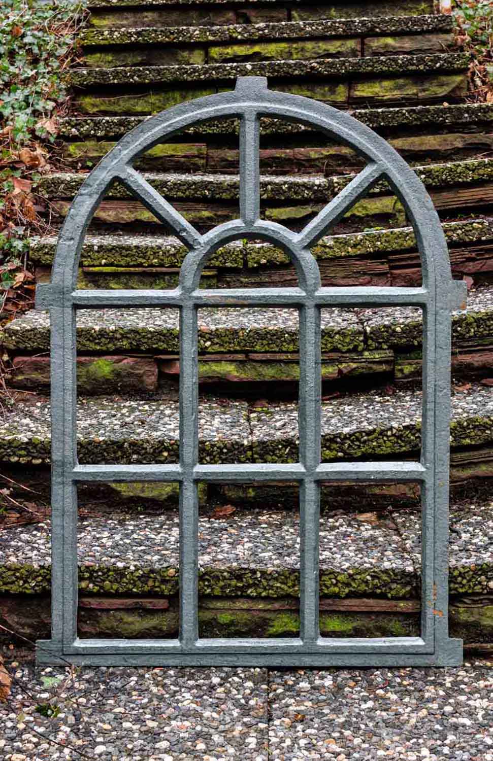 aubaho-F15-G-4 Fenster grau Stallfenster Eisenfenster Scheunenfenster Eisen 92cm Antik-Stil (z)