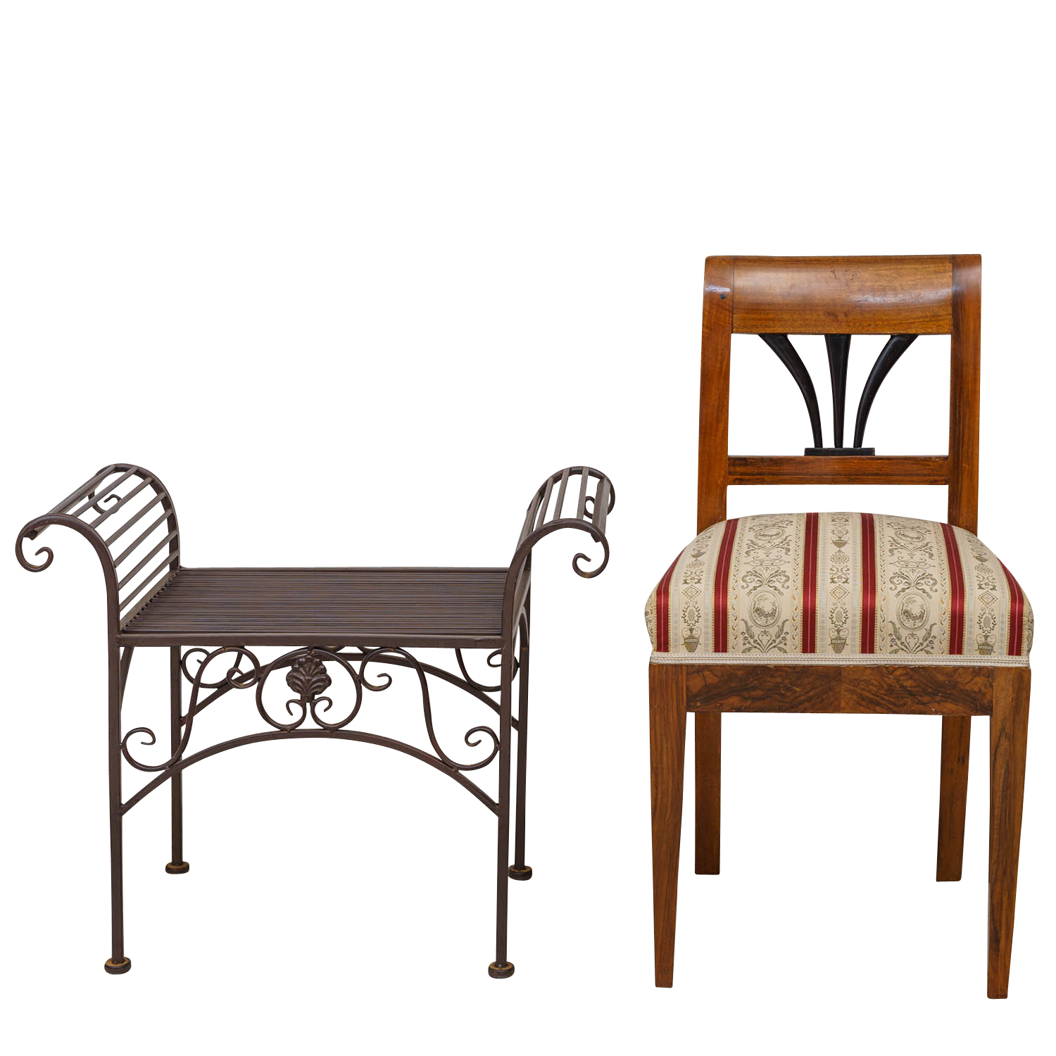 Gartenbank Eisen Metall Antik-Stil Garten Bank Gartenmöbel braun 70cm