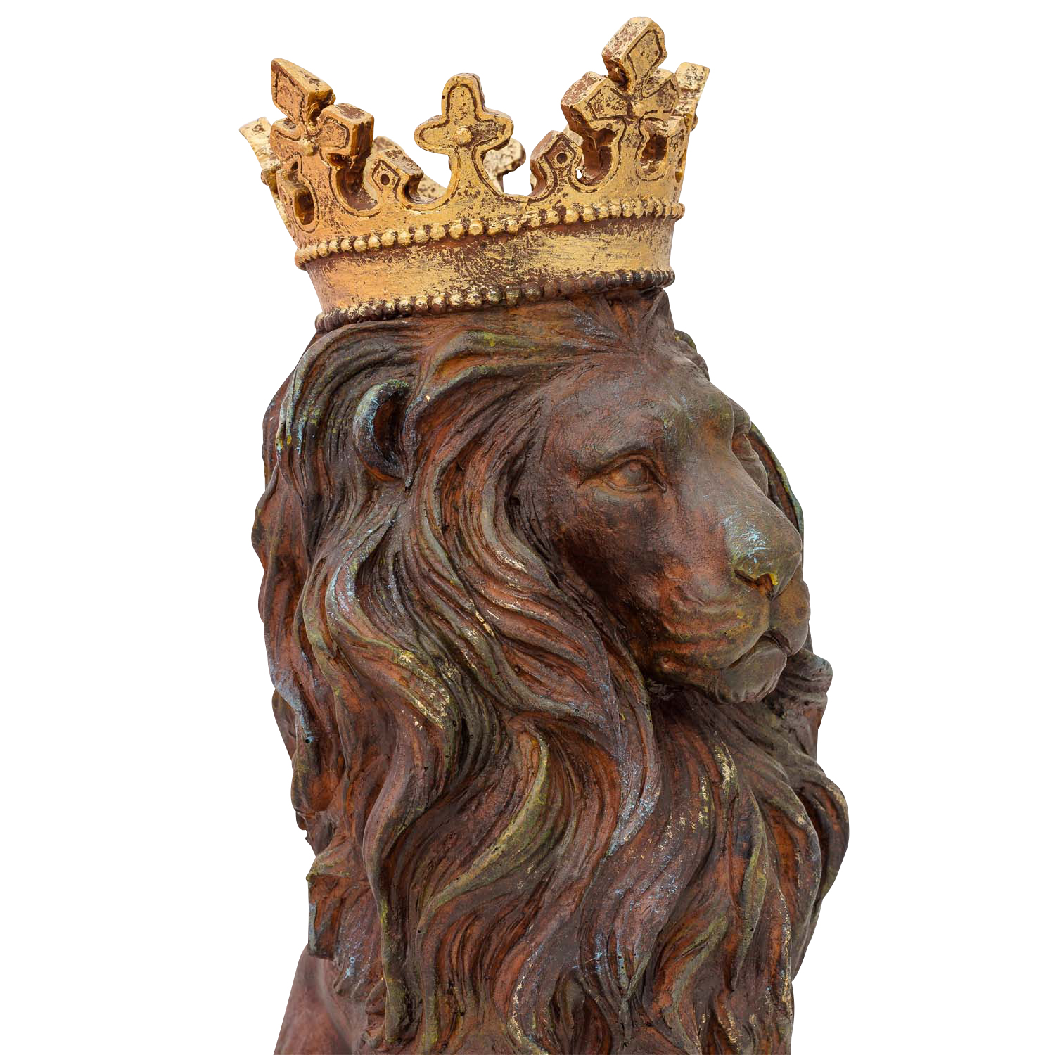 LH-1-7 Skulptur Löwe mit Krone Figur Statue Raubkatze Kunststein Antik-Stil 57cm