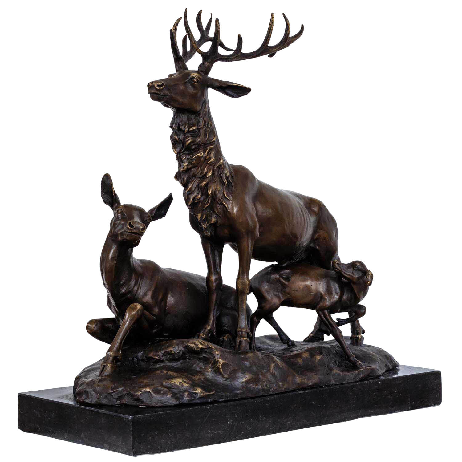 Bronzeskulptur Hirsch Familie im Antik-Stil Bronze Figur Statue 42cm