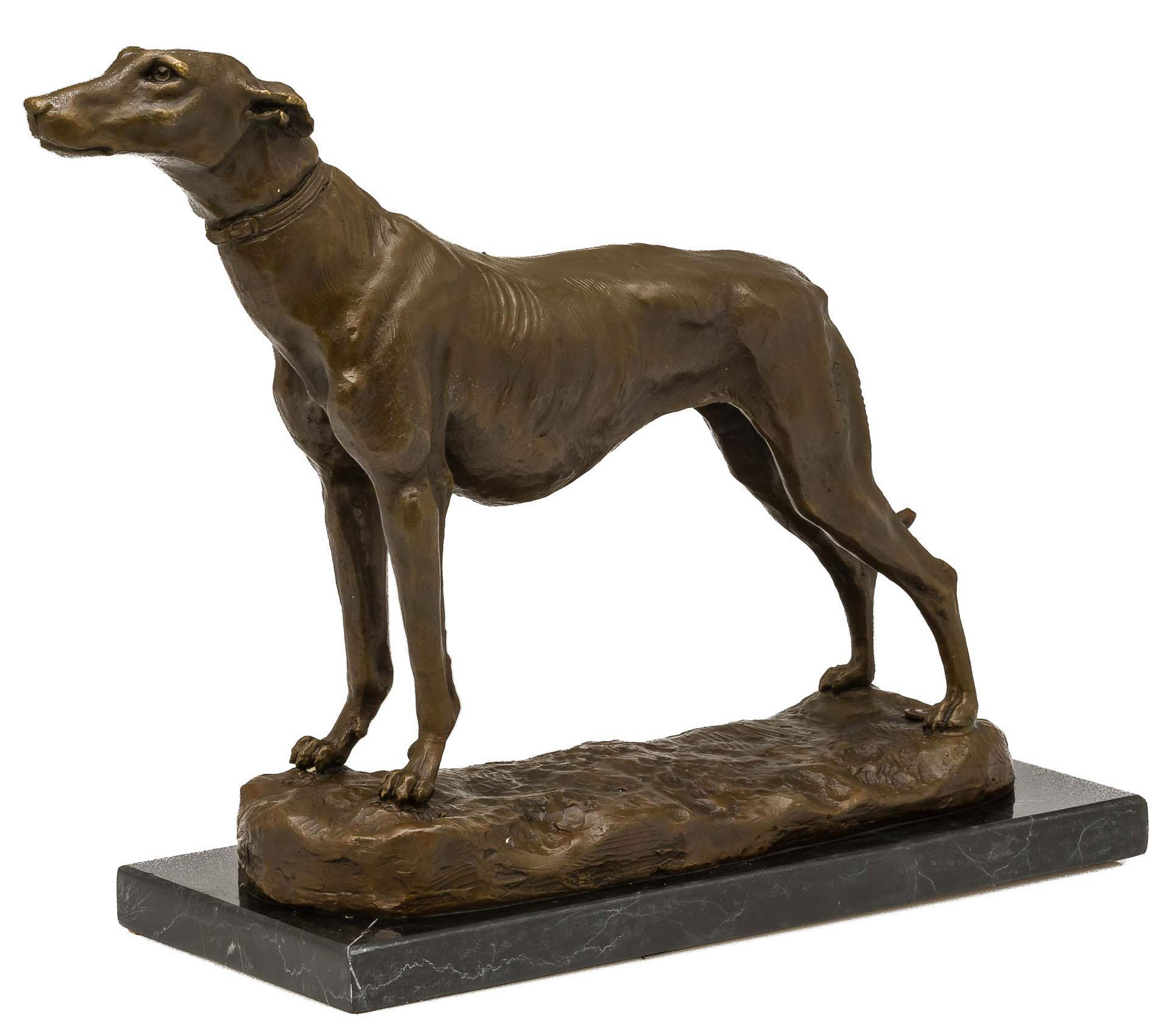 VG-10-2-xl Bronzeskulptur Hund Windhund Bronze Skulptur Figur Greyhound Whippet Dog