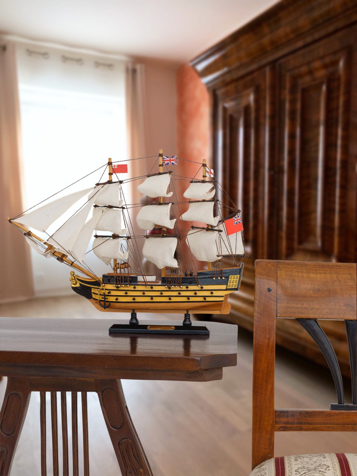 Victory-15-R-8 Modellschiff HMS Victory Schiff Segelschiff Maritim Deko Antik-Stil kein Bausatz