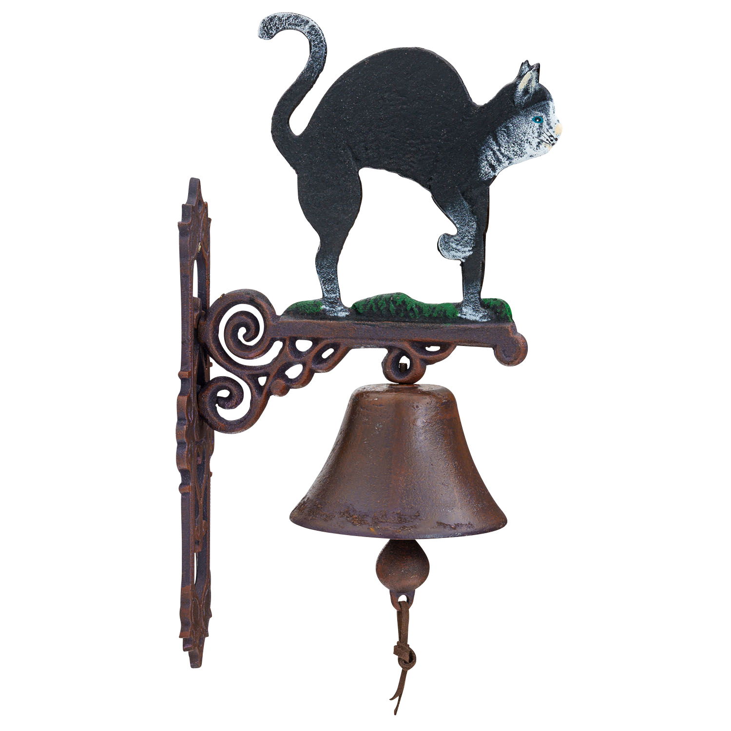 102-505-3 Wandglocke Türglocke Glocke Katze Garten Dekoration Eisen Antik-Stil 44cm