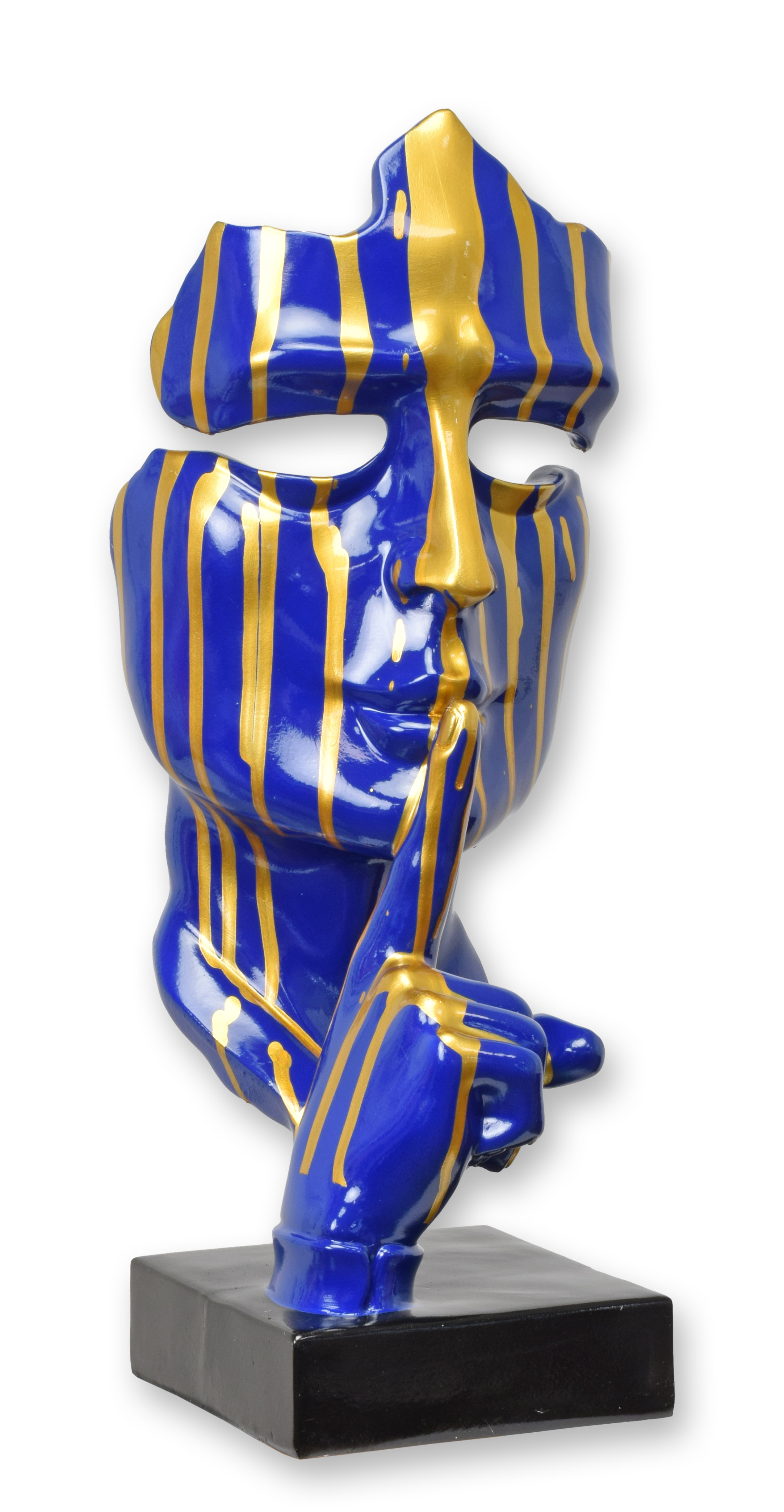 A resin "speak no evil" mask - drip blue replica retro design decoration