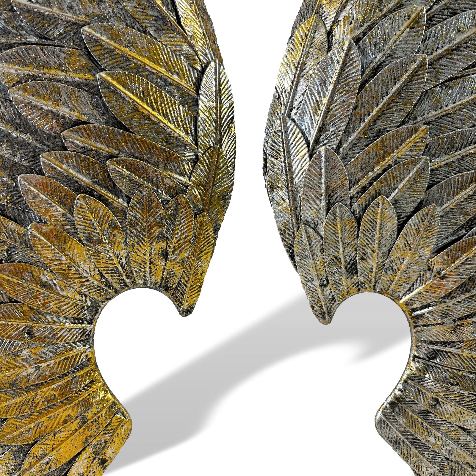 Flügel Paar Engel Engelsflügel Metall Wanddeko Wandskulptur Wandhänger Antik-Stil