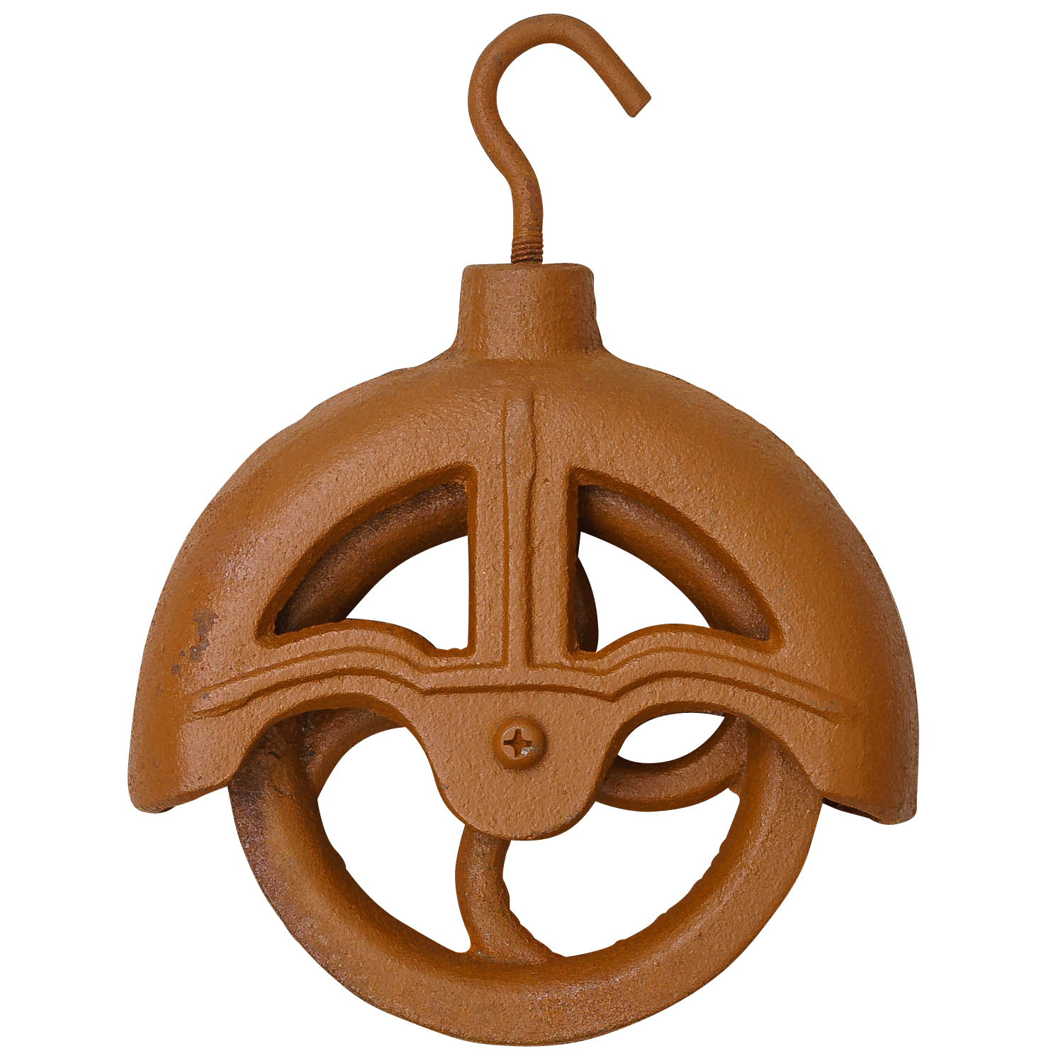 326-125-1-2 Flaschenzug Umlenkrolle Riemenscheibe Eisen Rost Werkzeug Antik-Stil 17cm