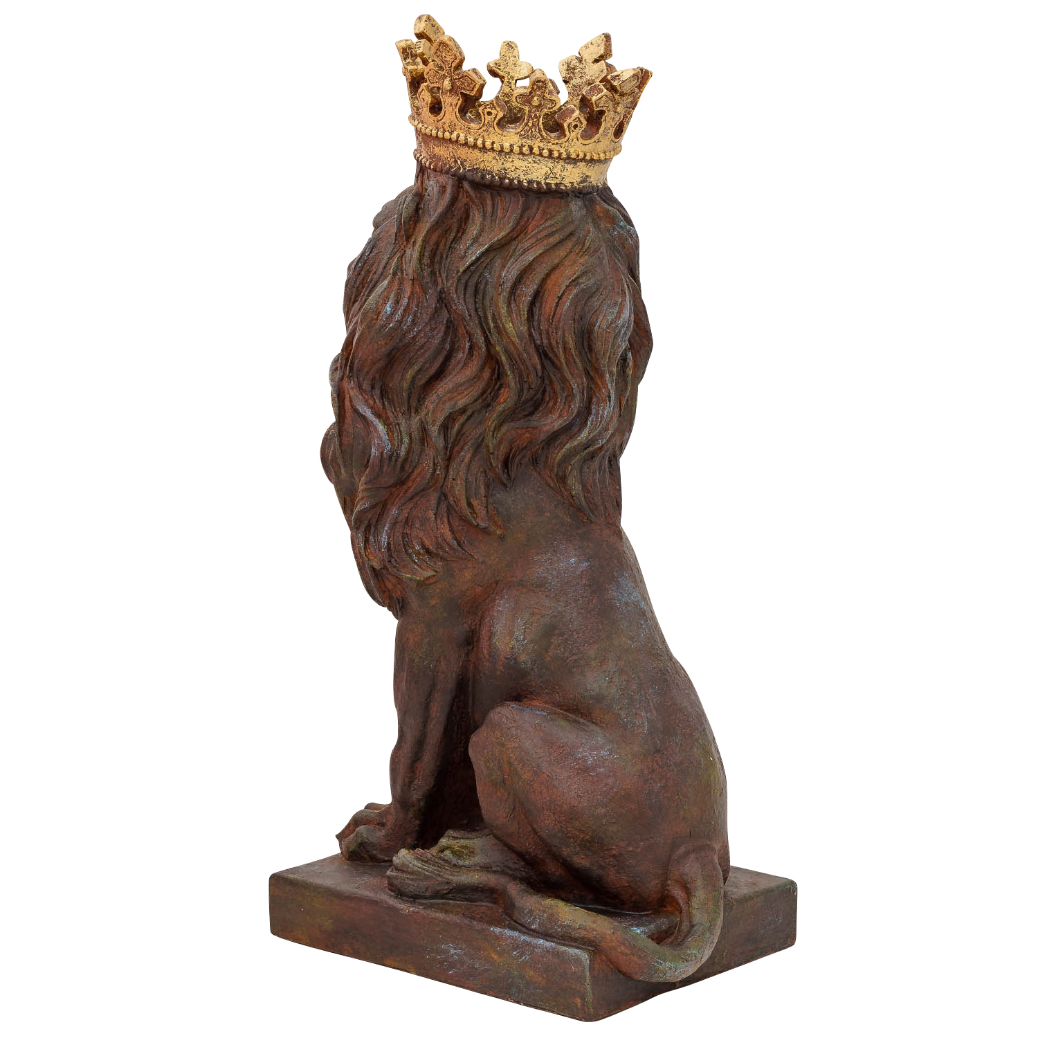 LH-1-5 Skulptur Löwe mit Krone Figur Statue Raubkatze Kunststein Antik-Stil 57cm