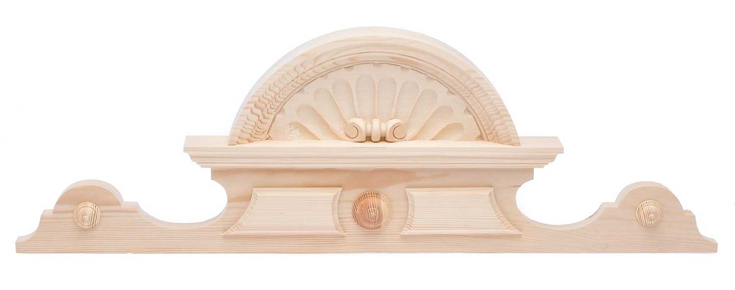 Schrankkrone aus Holz Schrankaufsatz Verzierung 28cm x 80cm Bekrönung antik Stil