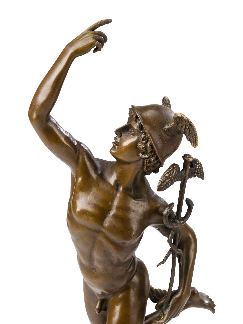 im-bronze129e Bronzeskulptur Skulptur Hermes Merkur nach Giambologna Figur Antik-Stil Replik