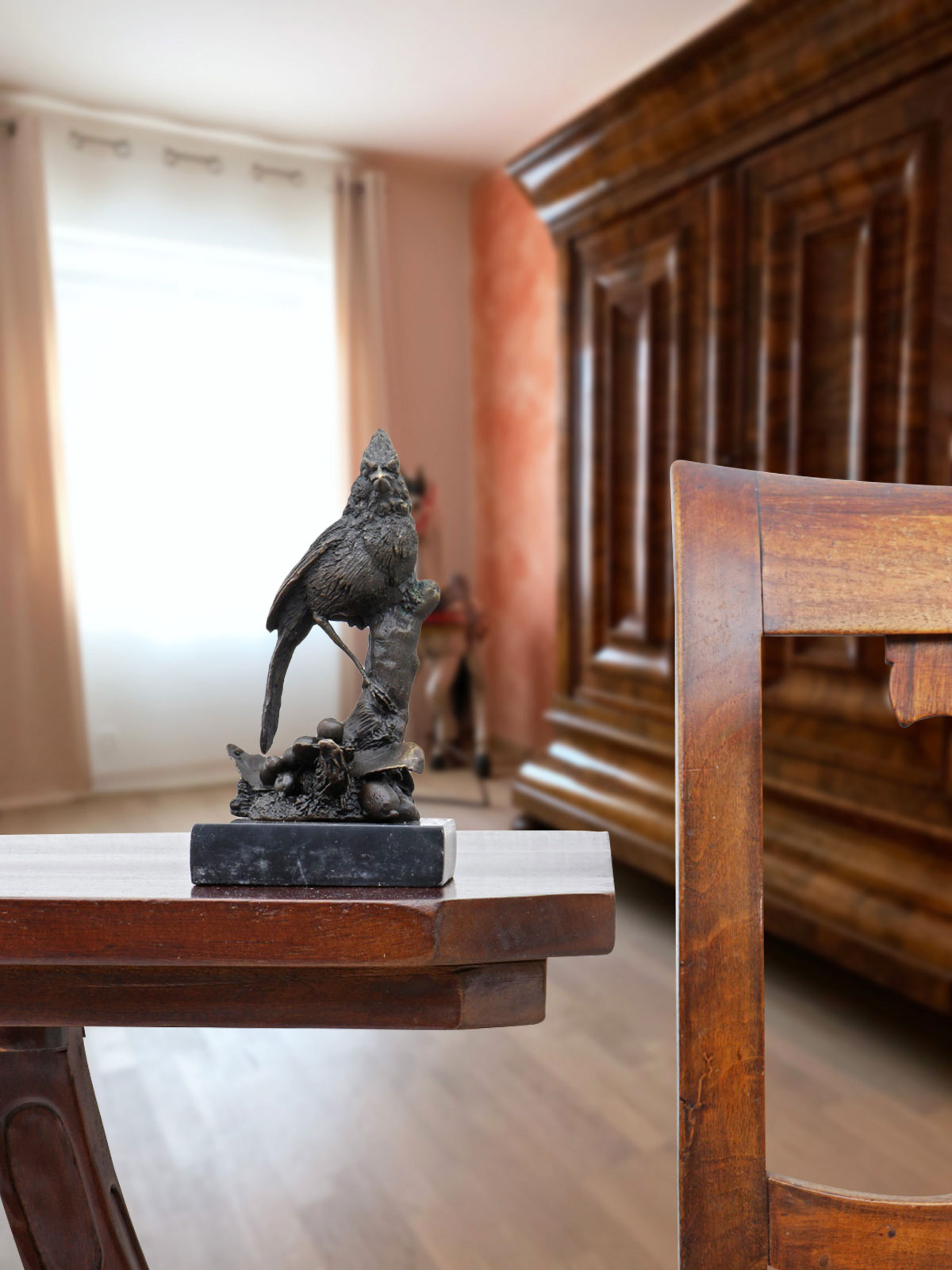 Bronzeskulptur Kardinal Vogel im Antik-Stil Bronze Figur Statue 65cm