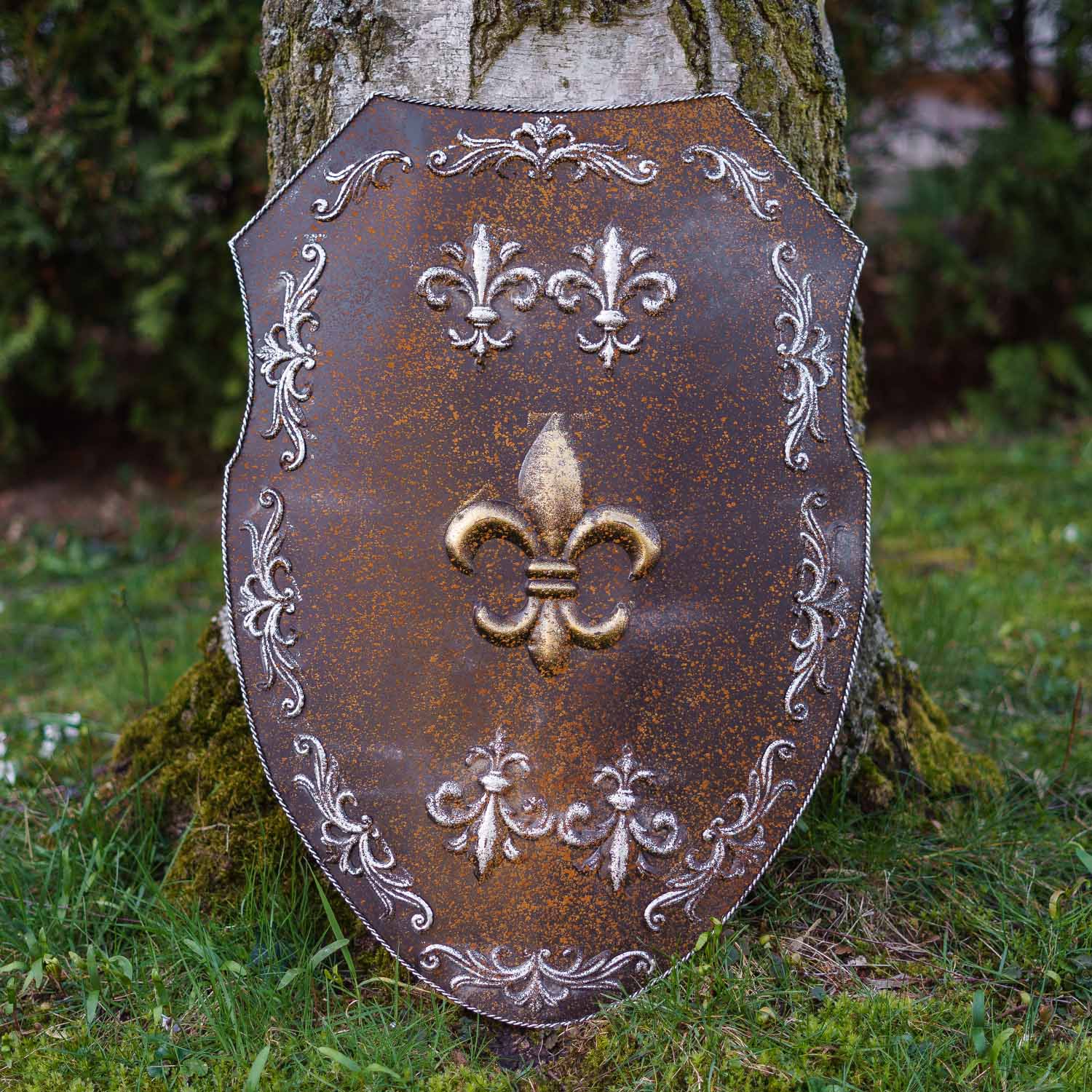 RX-372-5 Eisenschild Ritterschild Ritter Wandschild Schild Wappen Rost Antik-Stil 71cm