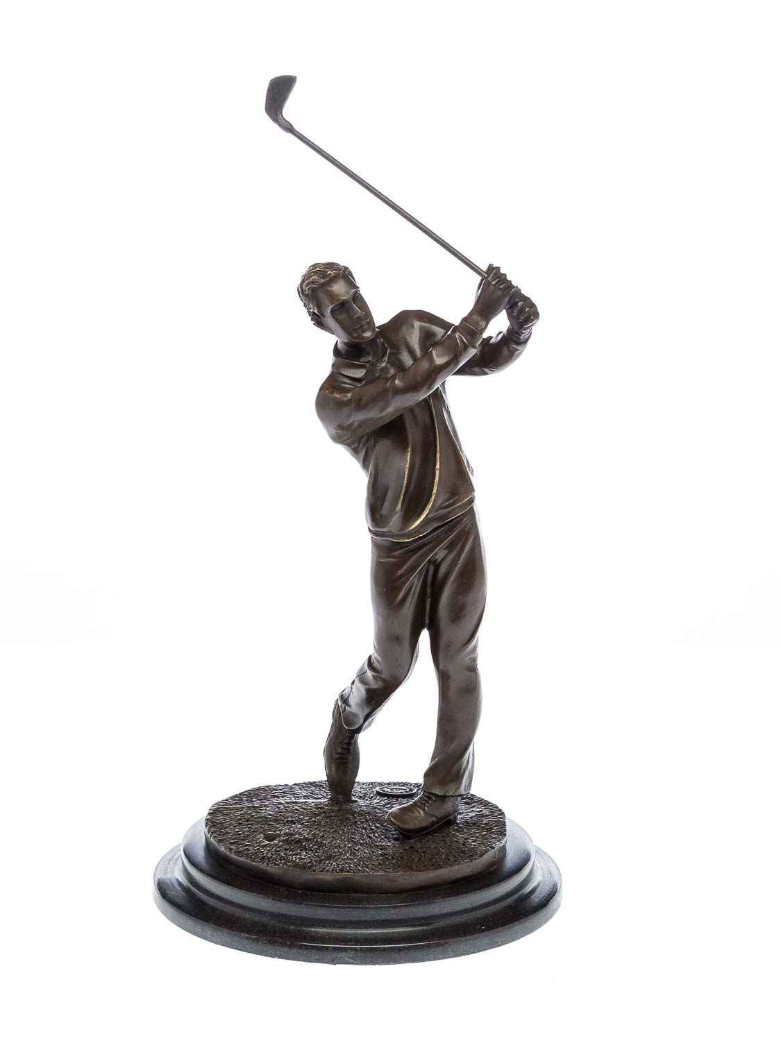 2016-01-27_Auktionshaus_038 Bronzeskulptur Golf Golfspieler Bronze Golfer beim Abschlag Pokal sculpture