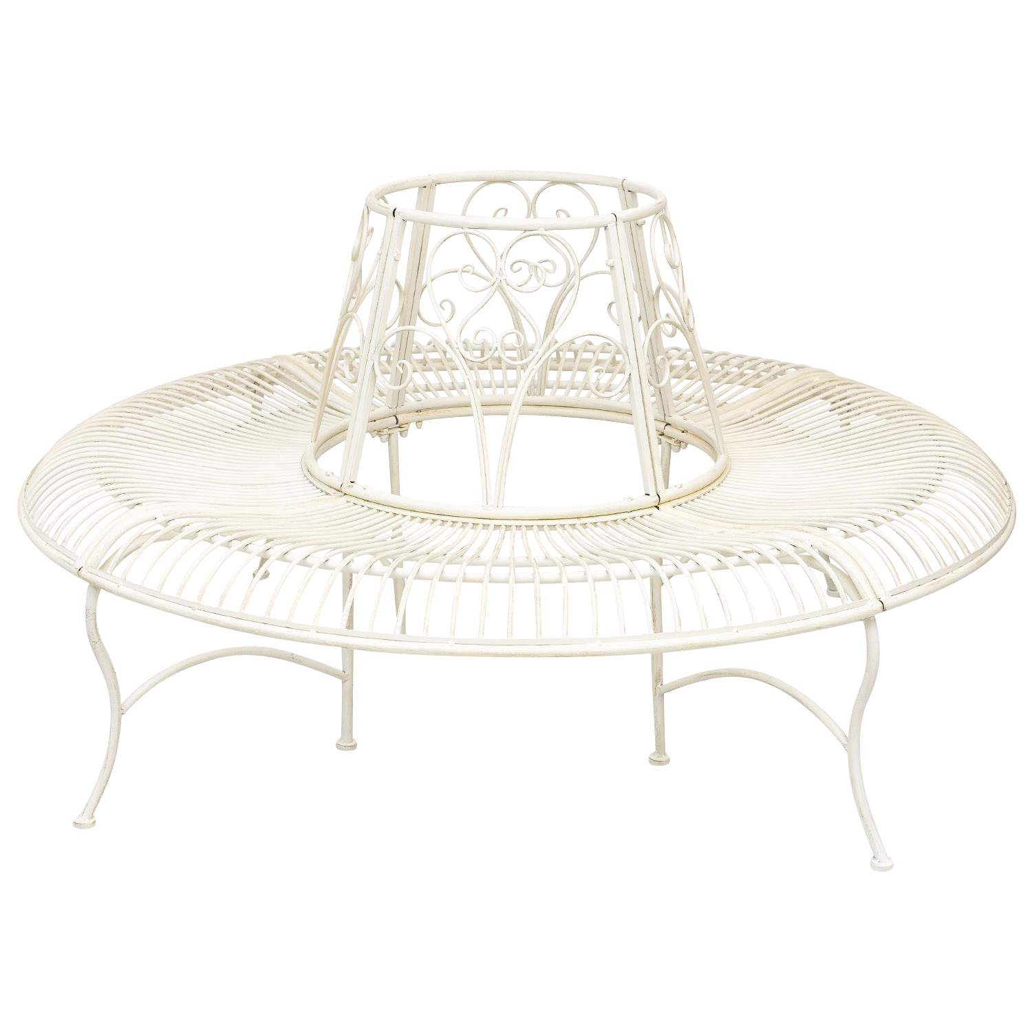 XZ-2-4 Gartenbank Baumbank Bank Garten Möbel Mobiliar Eisen creme weiss 146cm