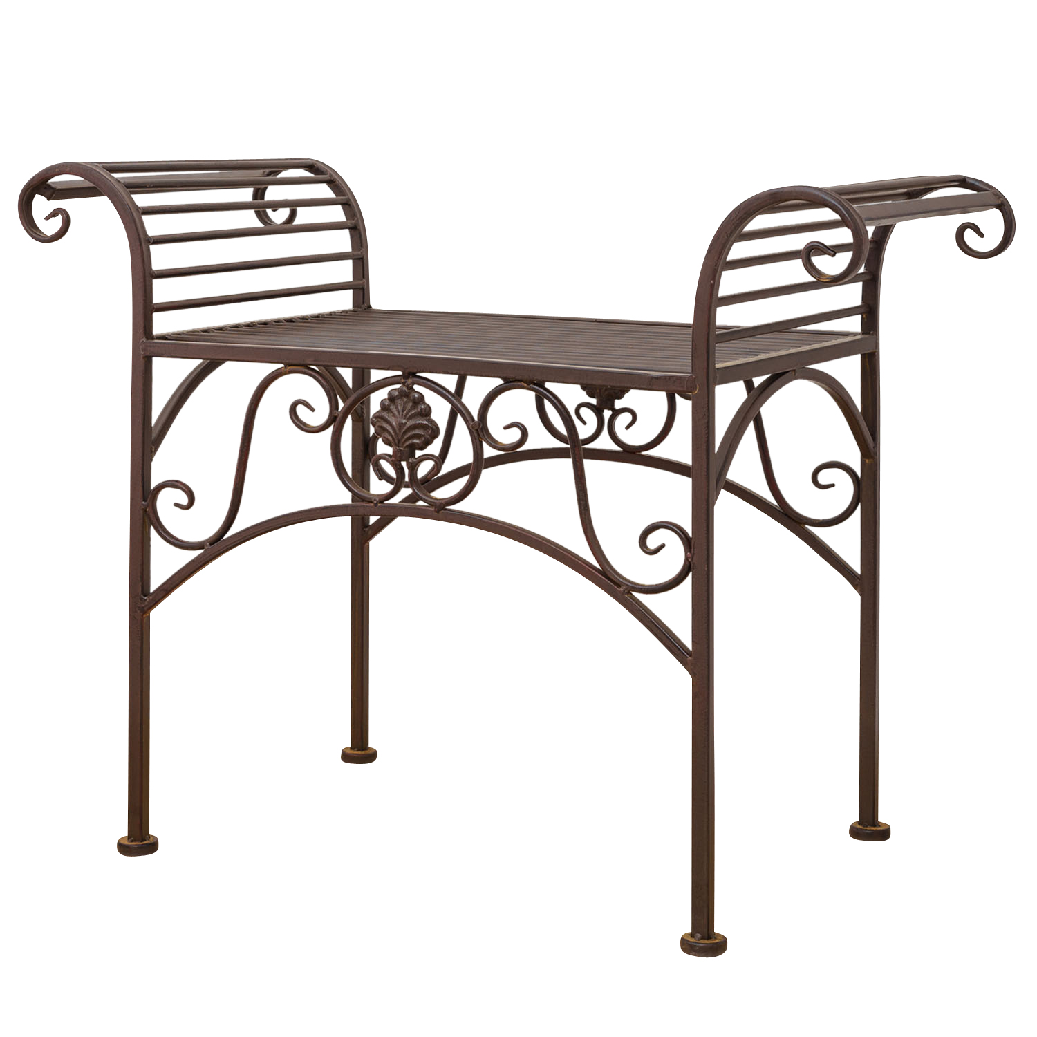 Gartenbank Eisen Metall Antik-Stil Garten Bank Gartenmöbel braun 70cm