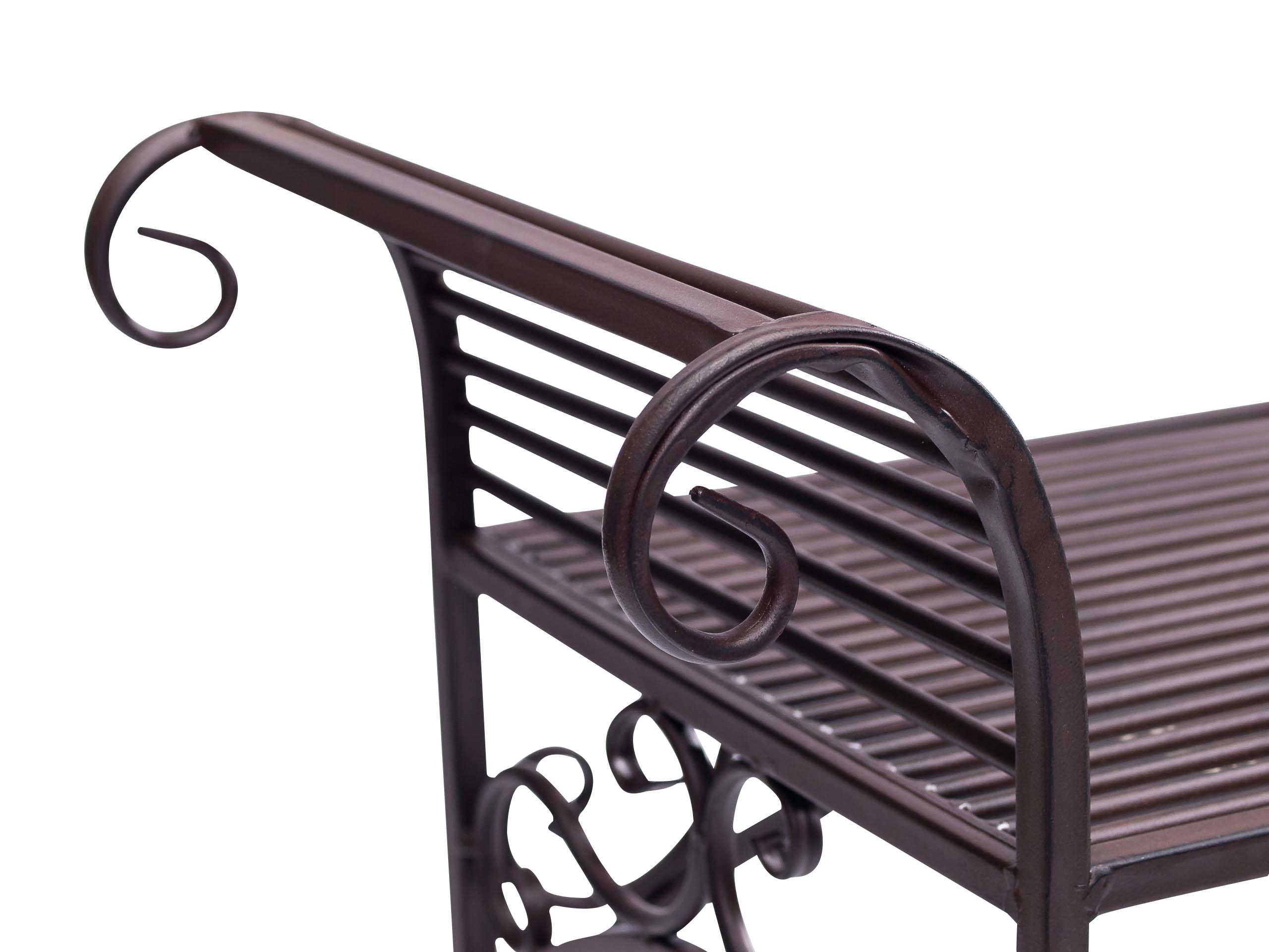 Gartenbank Eisen Metall antik Stil Garten Bank Gartenmöbel braun 70cm