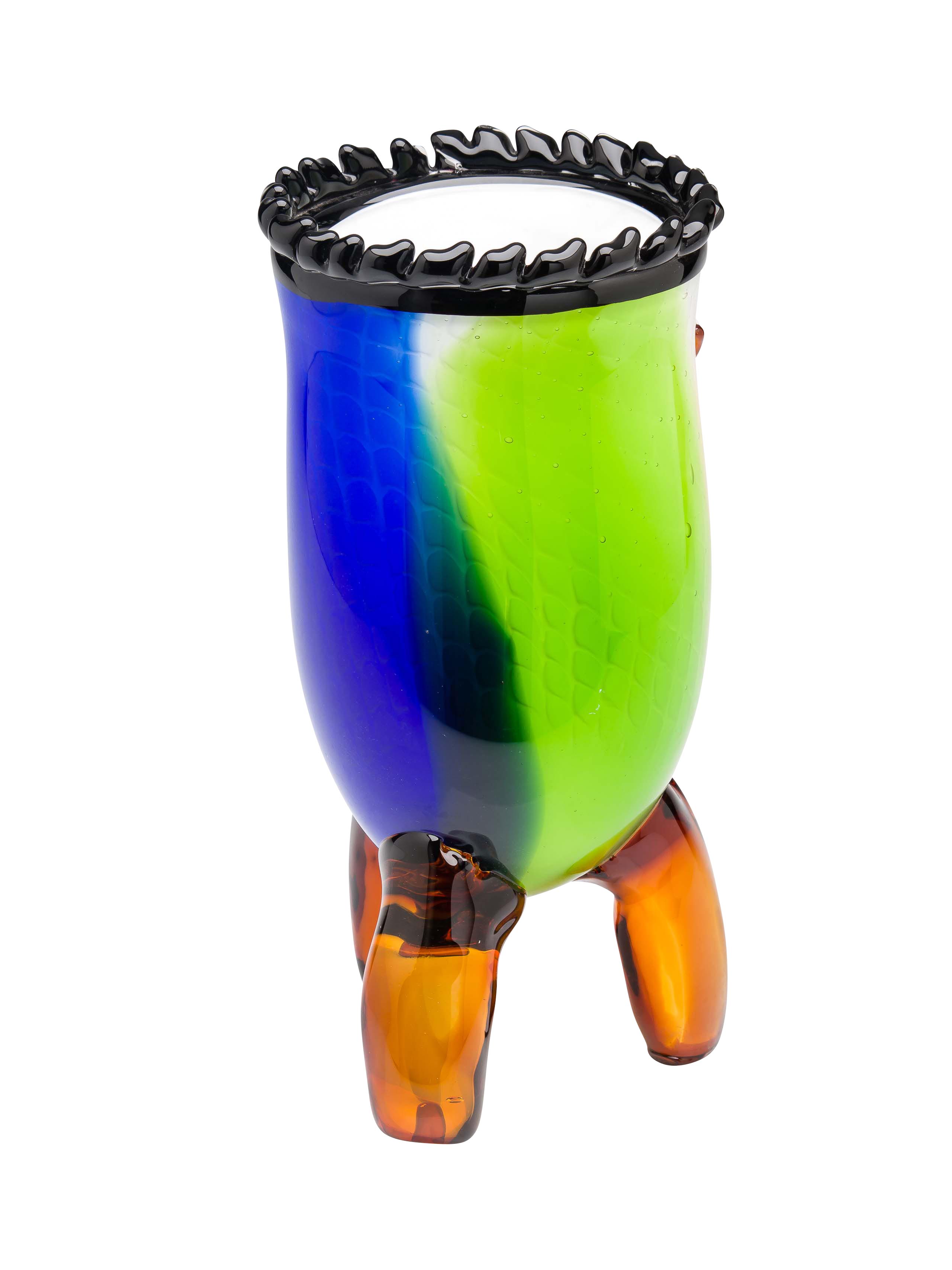 2014-01-17_Auktionshaus_153 Glasvase Glas Vase Italien im Murano antik Stil H.: 29cm 3,5kg schwere Tischvase