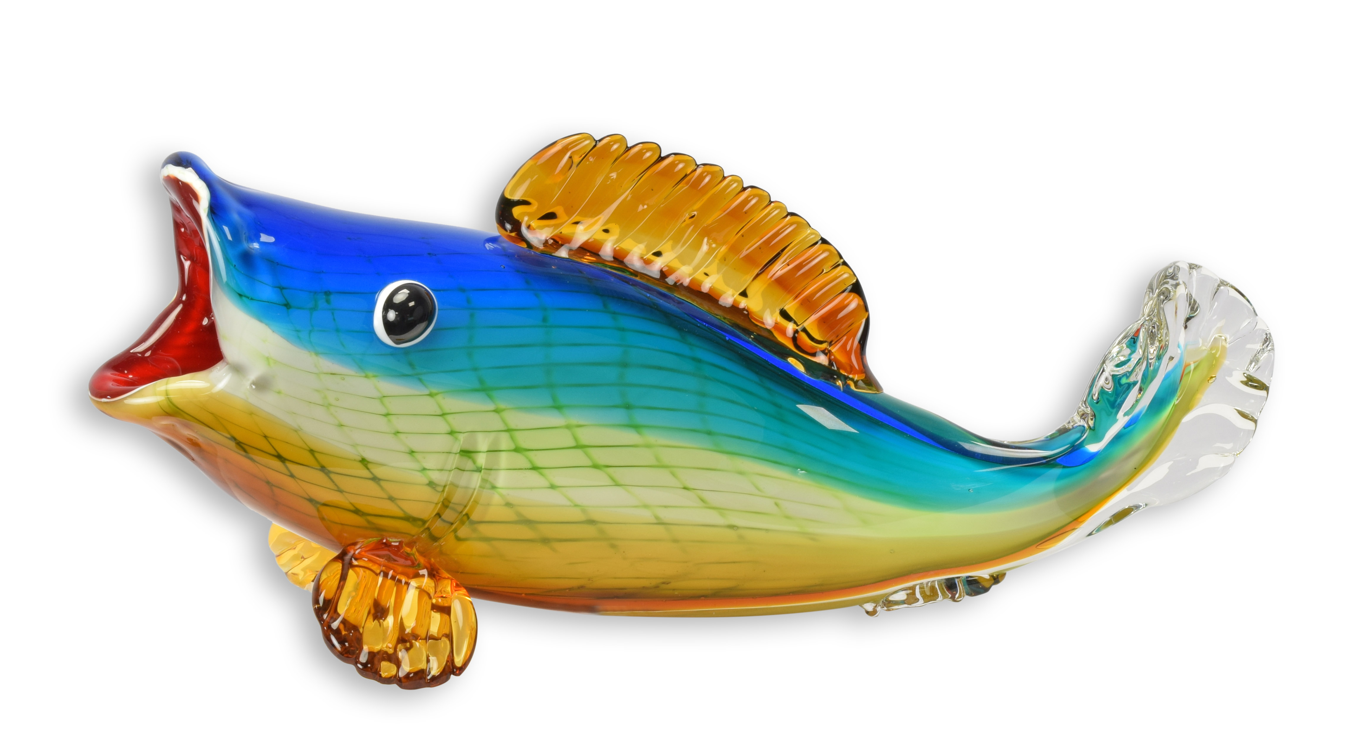 A murano style glass figurine of a perch replica retro design decoration