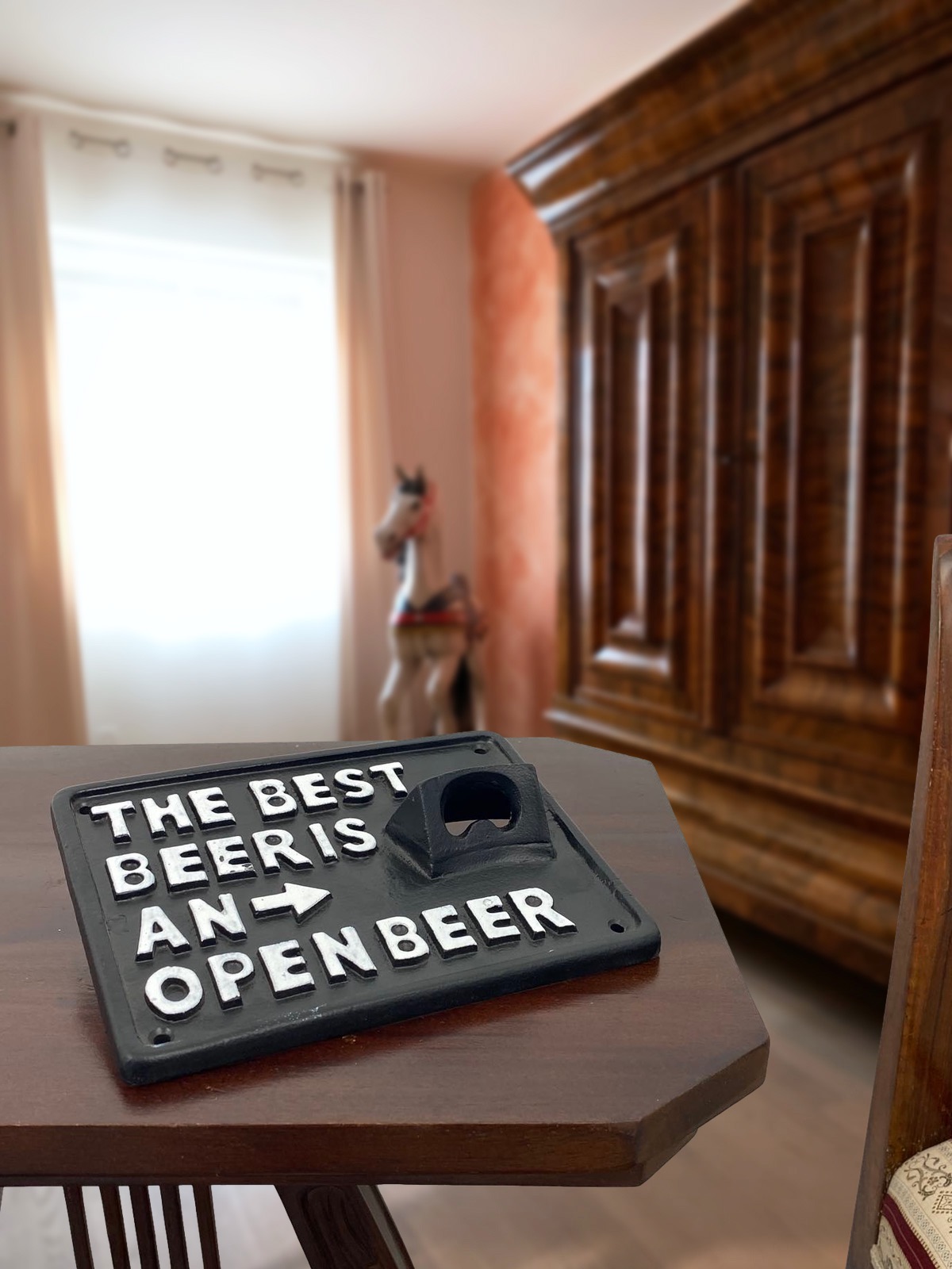 aubaho-LS-N579-9a Schild Türschild THE BEST BEER IS AN OPEN BEER Bier Eisen 20cm Antik-Stil